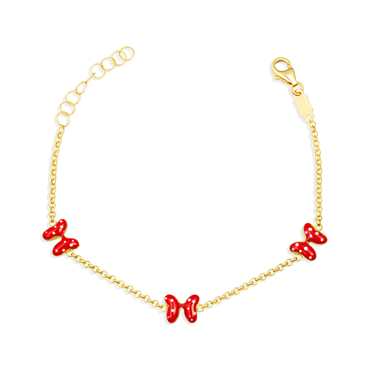 14K Yellow Gold Enamel Butterfly Charm Nature Baby Bracelet main product image