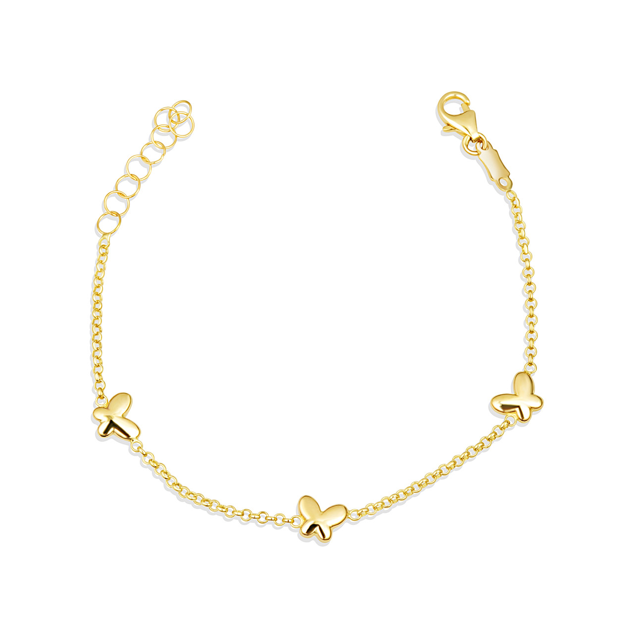 14K Yellow Gold Butterfly Nature Charm Baby Bracelet main product image