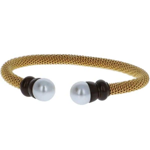 Classic Twisted Cable Ladies Bracelet with Synthetic Pearls - Picture 4 of 11