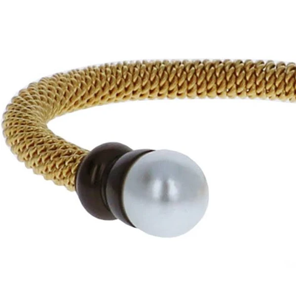 Classic Twisted Cable Ladies Bracelet with Synthetic Pearls - Picture 5 of 11