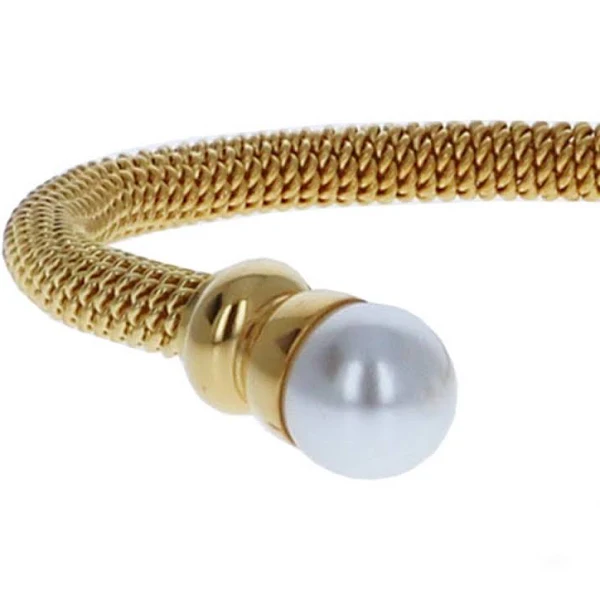 Classic Twisted Cable Ladies Bracelet with Synthetic Pearls - Picture 7 of 11