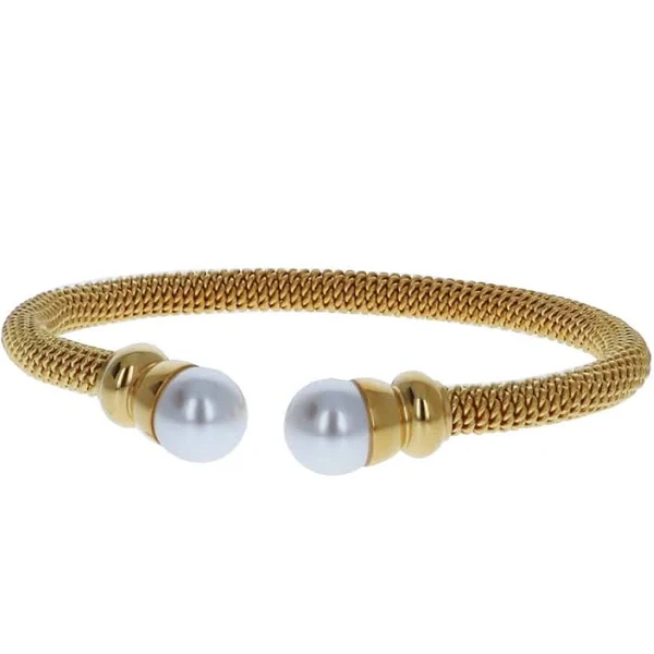 Classic Twisted Cable Ladies Bracelet with Synthetic Pearls - Picture 6 of 11