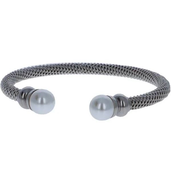 Classic Twisted Cable Ladies Bracelet with Synthetic Pearls - Picture 10 of 11