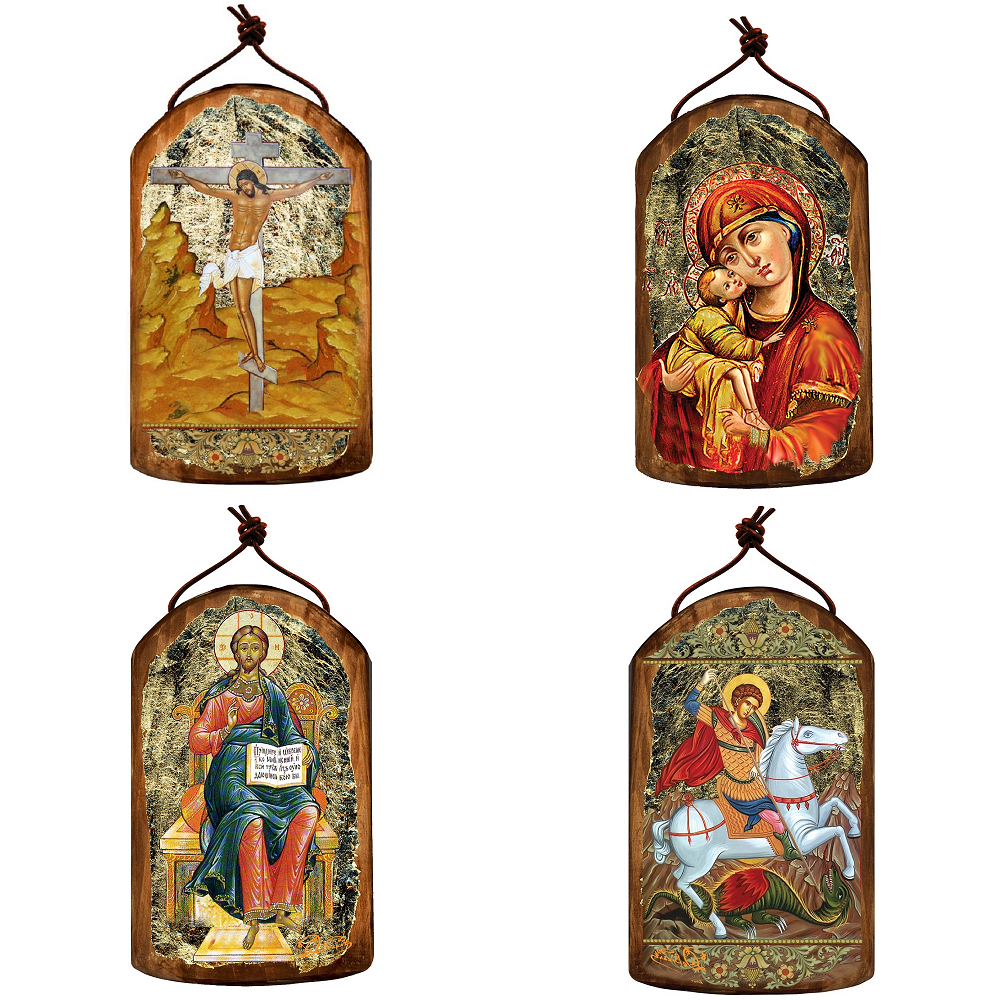 Catholic, Christian, Greek, Orthodox Wooden Icon Ornaments, G. DeBrekht (Set) - Picture 7 of 7