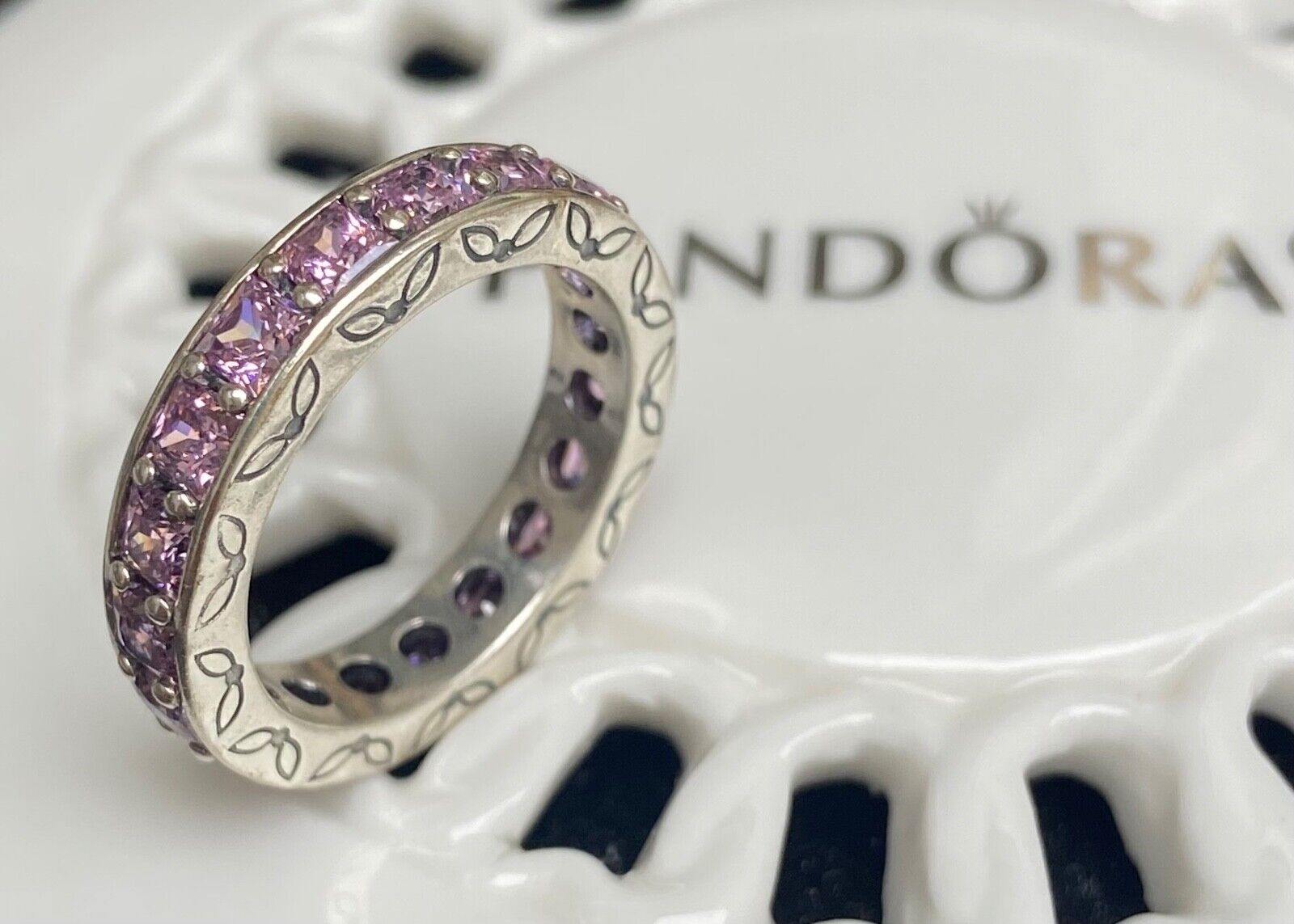 Authentic Pandora Pink Infinity Ring #190894PCZ | eBay