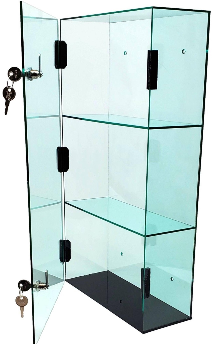 T'z Tagz Glass Green Dual Locking Acrylic Display Case Dust Cabinet 18.25x10x4 - Picture 11 of 12