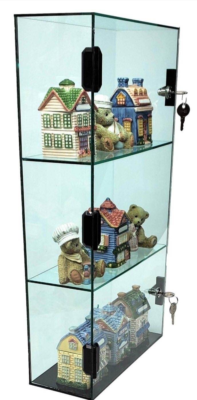 T'z Tagz Glass Green Dual Locking Acrylic Display Case Dust Cabinet 18.25x10x4 - Picture 9 of 12
