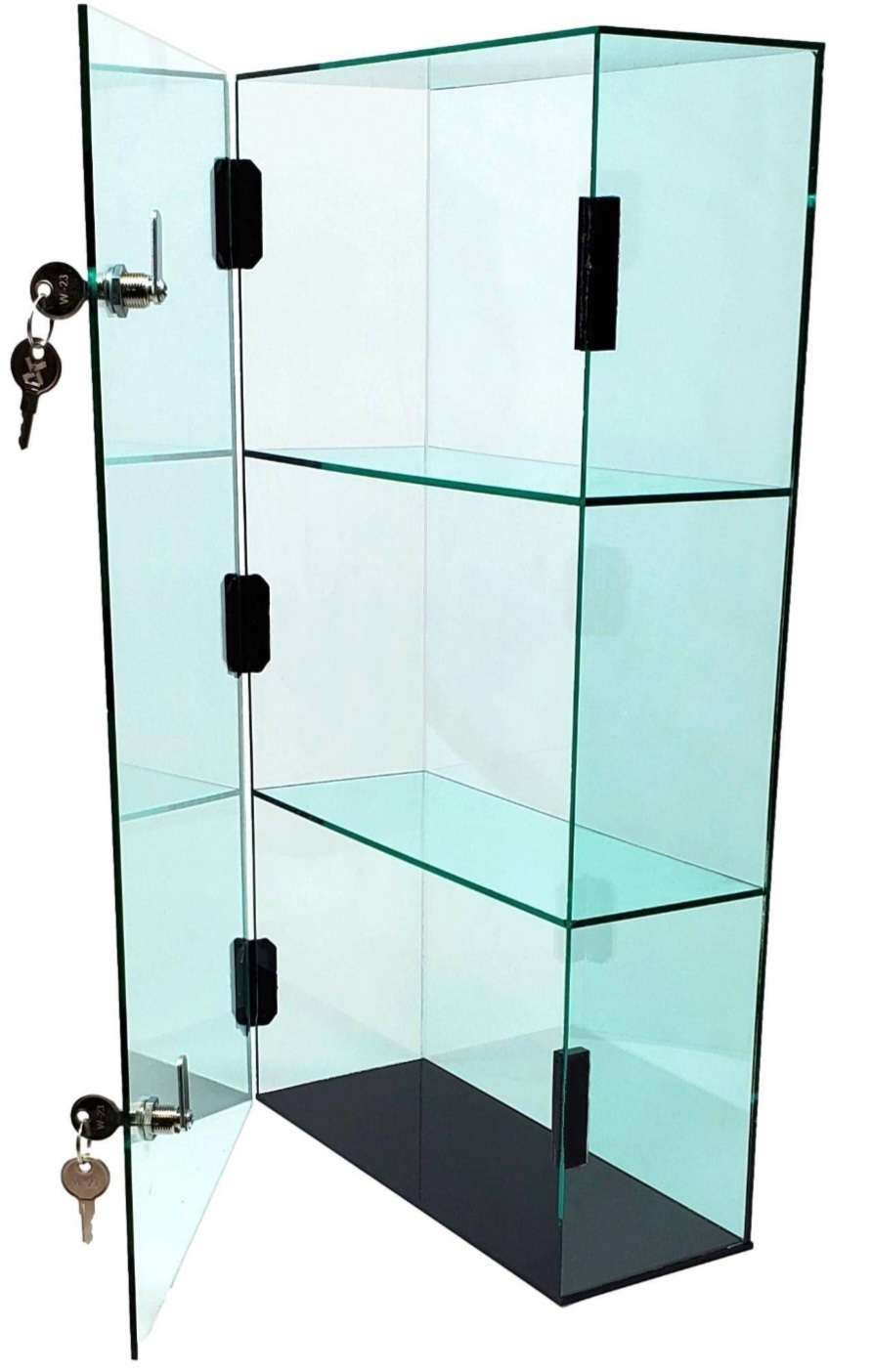 T'z Tagz Glass Green Dual Locking Acrylic Display Case Dust Cabinet 18.25x10x4 - Picture 8 of 12