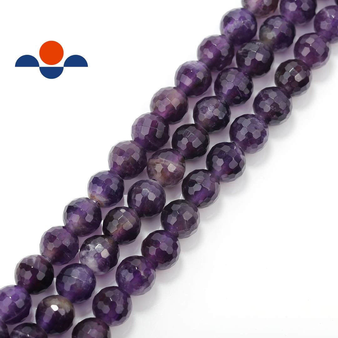 2.0mm Hole Amethyst Faceted Round Beads Size 8mm 10mm 15.5" Strand - Picture 4 of 4