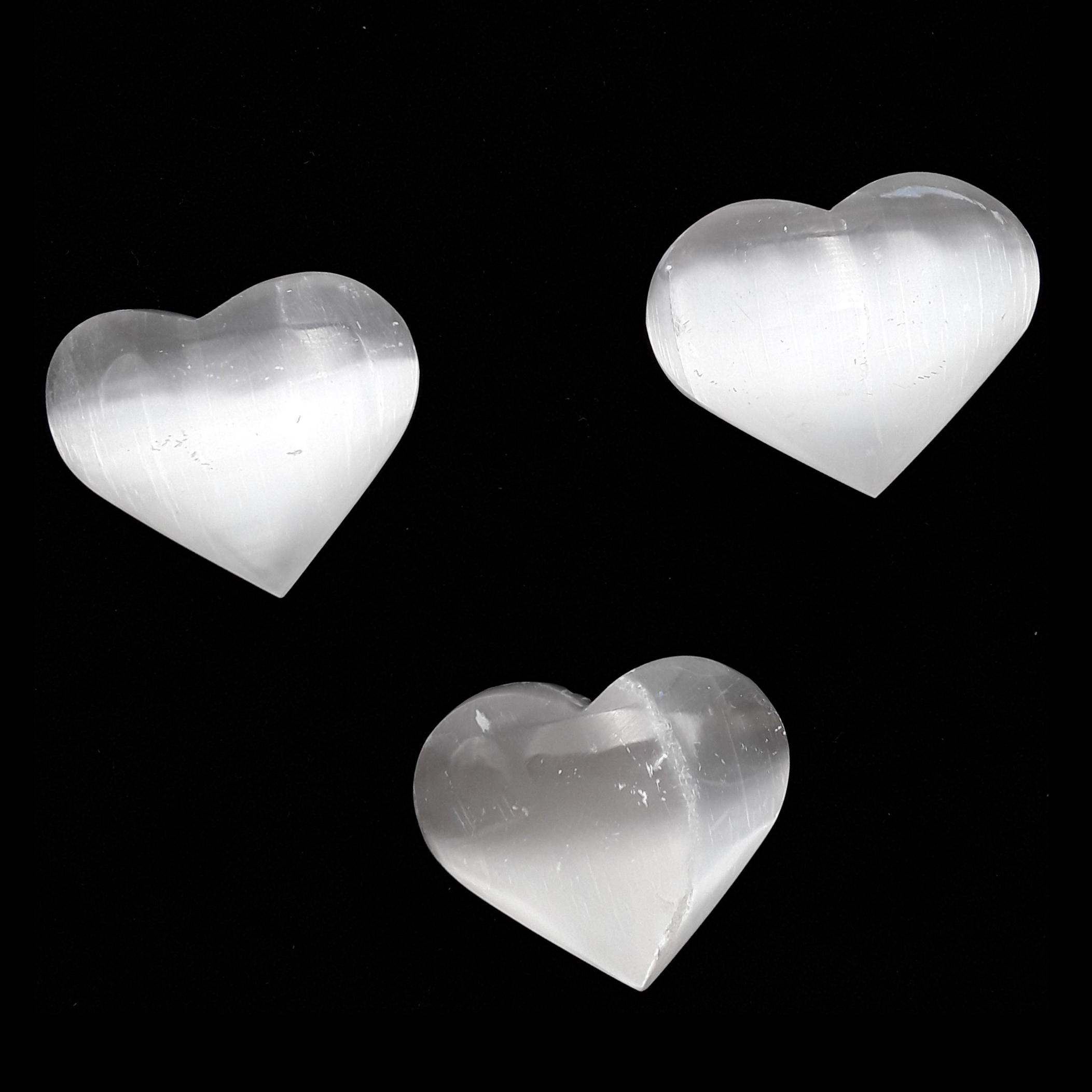Natural Selenite Heart Shape Palm Stone Approx 1.5" Small 2" Large Per Piece - Picture 7 of 8