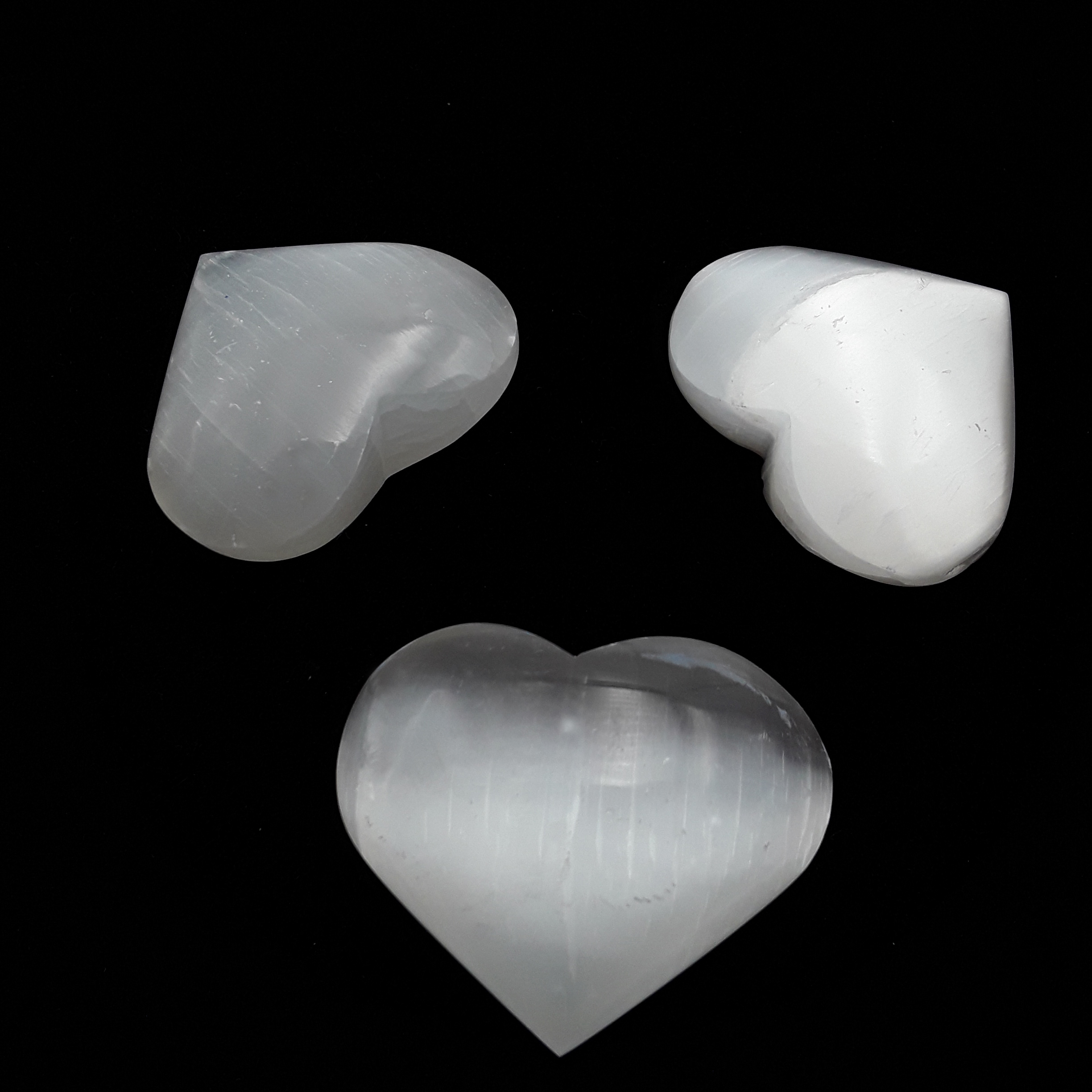 Natural Selenite Heart Shape Palm Stone Approx 1.5" Small 2" Large Per Piece - Picture 8 of 8
