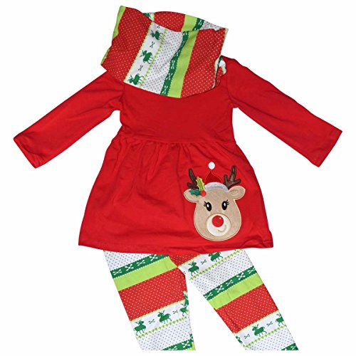 Girls 3 Piece Christmas Rudolph Legging Set Outfit
