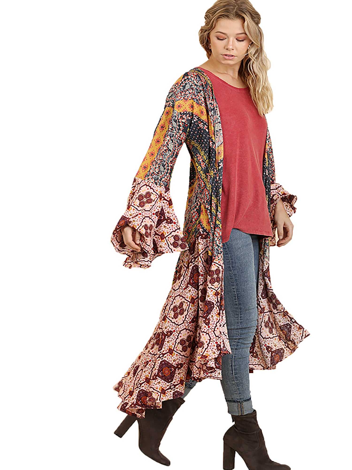 UMGEE Kimono Cardigan Duster Open Front ...