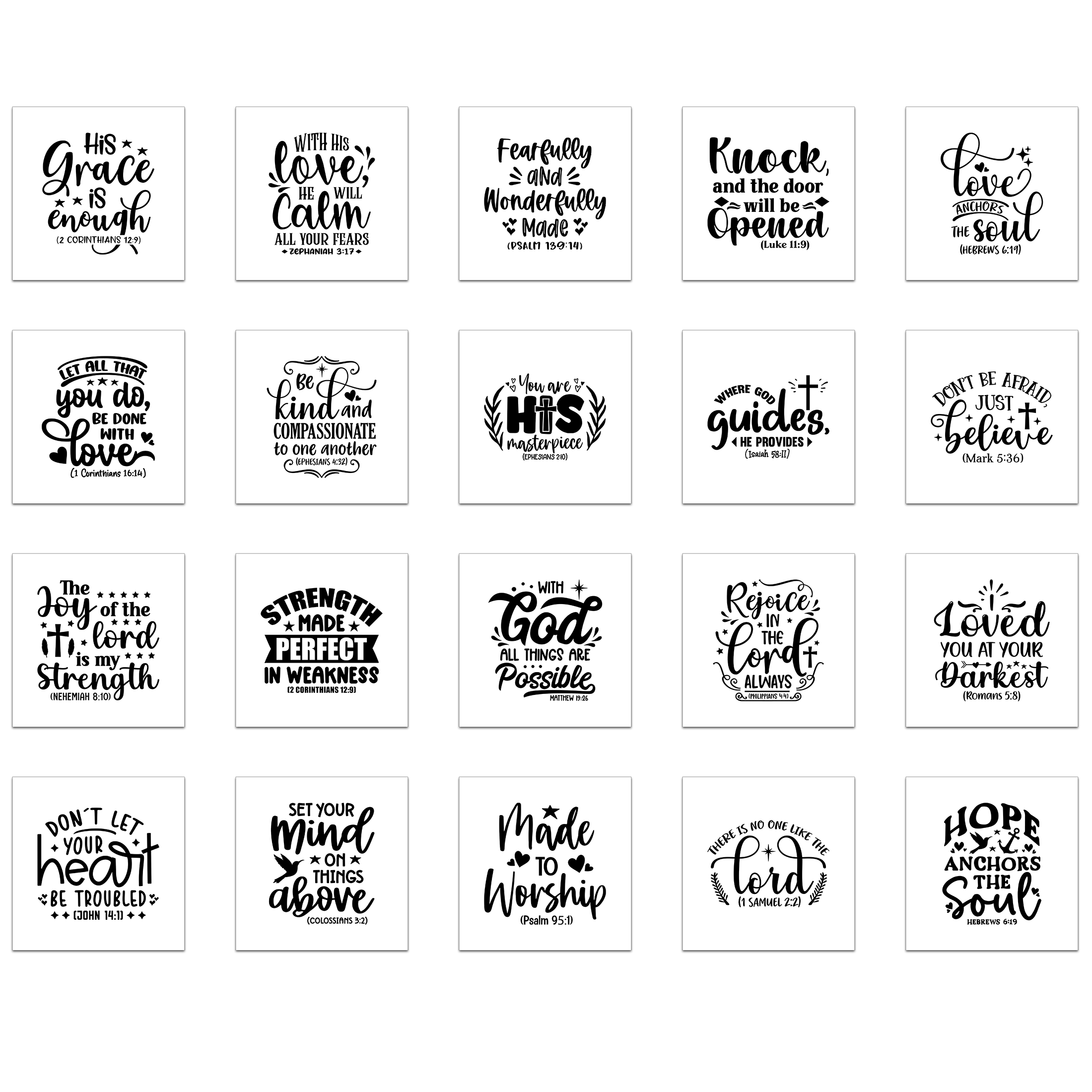 20 Scripture Bible Precut Quilt Squares - Picture 3 of 6