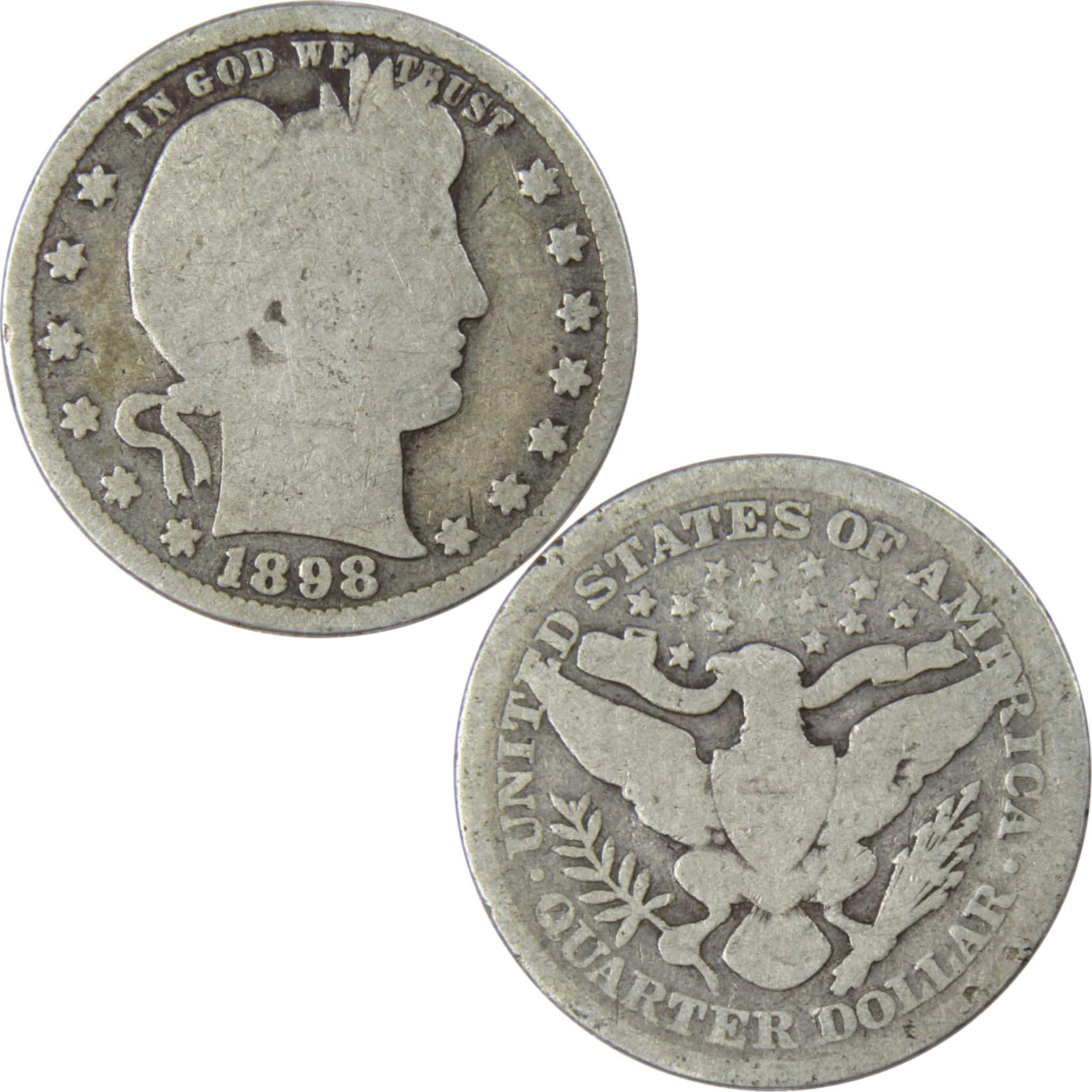 1898 Barber Quarter 90 Silver 25c US Type Coin Collectible EBay