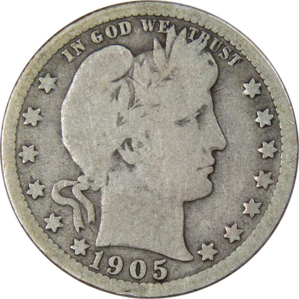 1905 Barber Quarter G Good 90 Silver 25c US Type Coin Collectible EBay