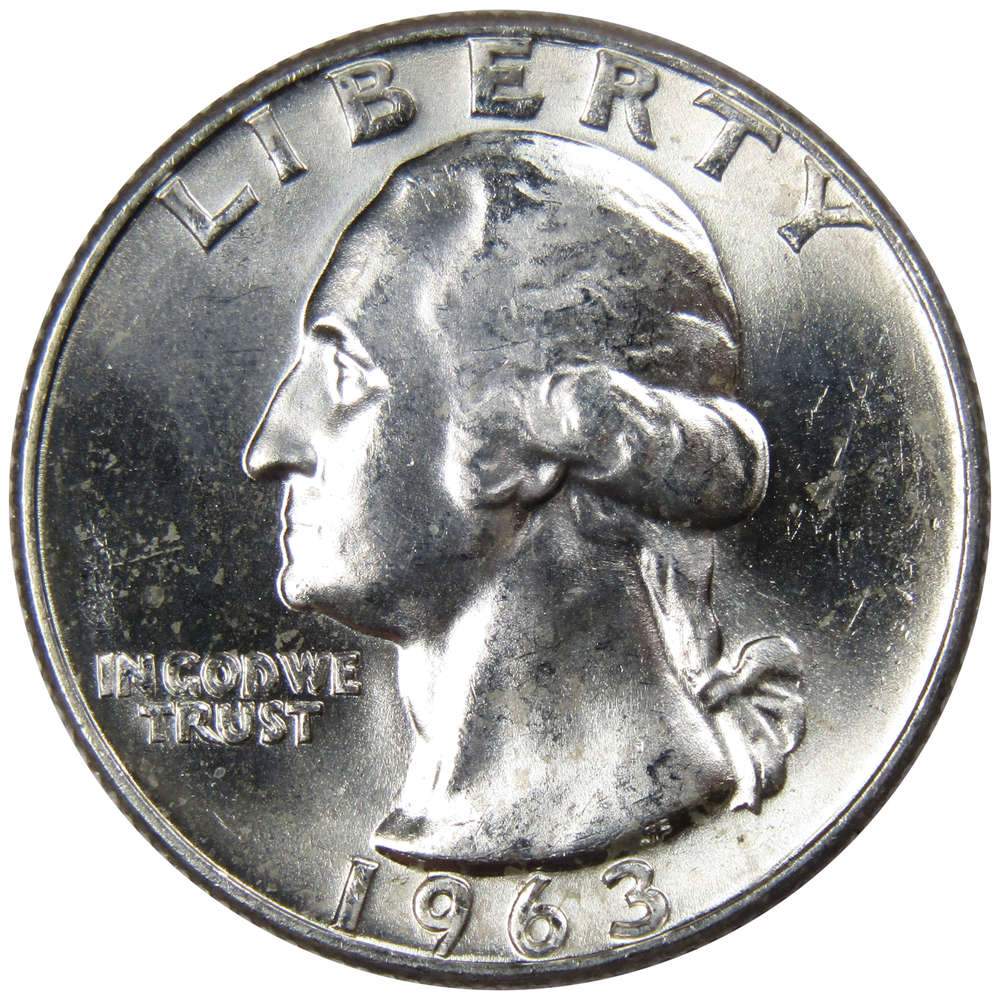 d♡ 1963 D Washington Quarter BU Uncirculated Mint State 90