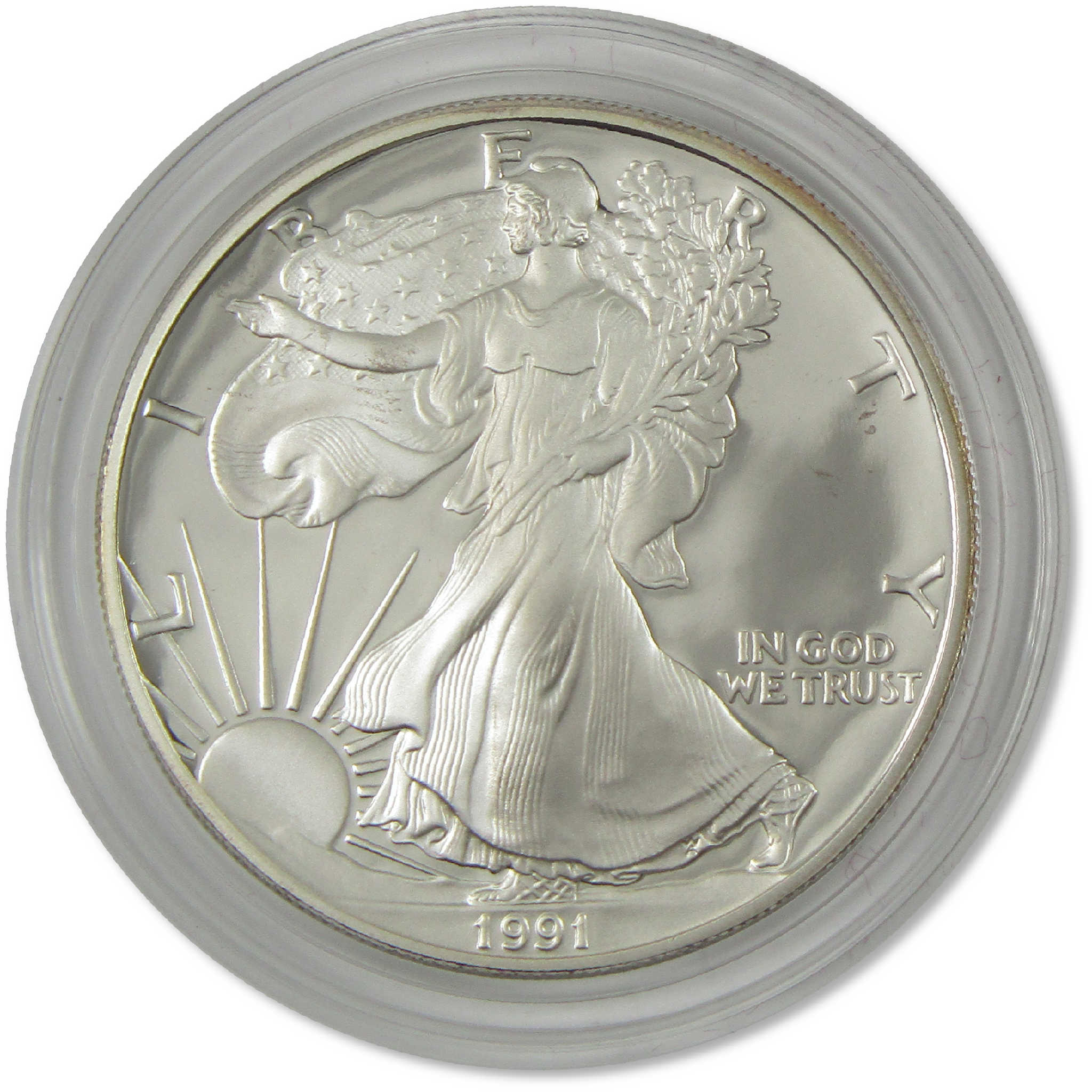 アラビアンスタイル シルバーコレクション 額装品 銀製92.5% 1991 S American Silver Eagle Choice Proof Bullion $1 Coin OGP COA