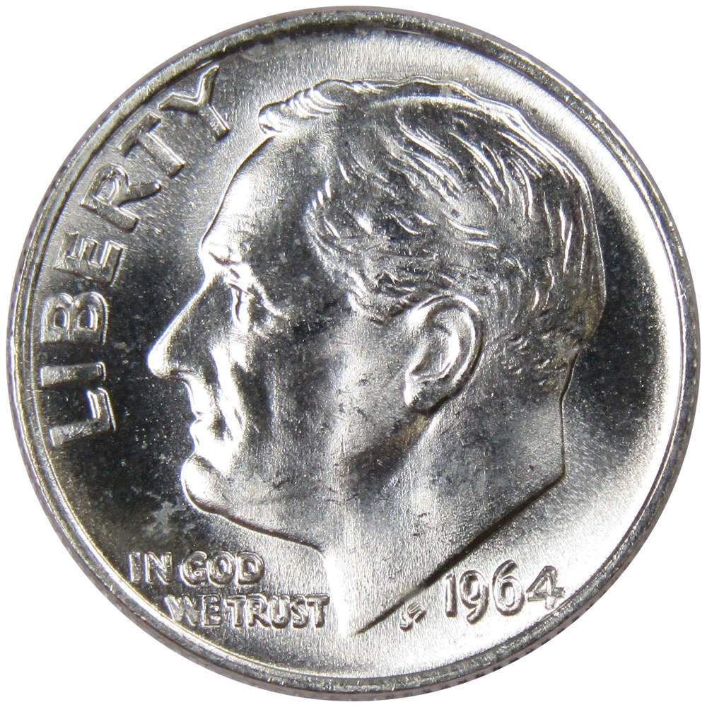 1964 Roosevelt Dime BU Uncirculated Mint State 90 Silver 10c US Coin 1964 Roosevelt Dime BU Uncirculated Mint State 90 Silver 10c US Coin
