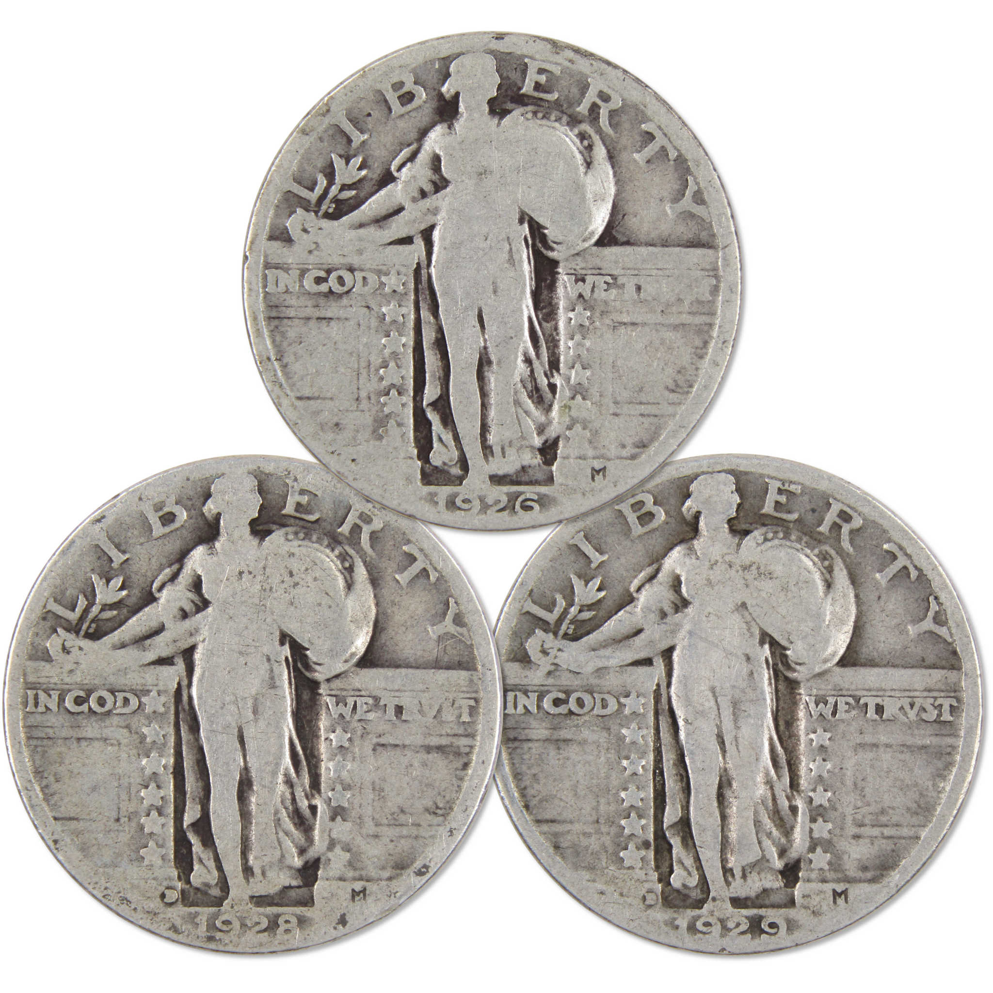 Standing Liberty Silver Quarter 3 Coin PDS All Mint Set Circulated