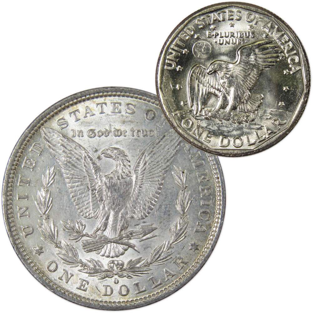 1902 O $1 Morgan Silver Dollar AU About Uncirculated w// 1980-S SBA$ Unc Coin Lot