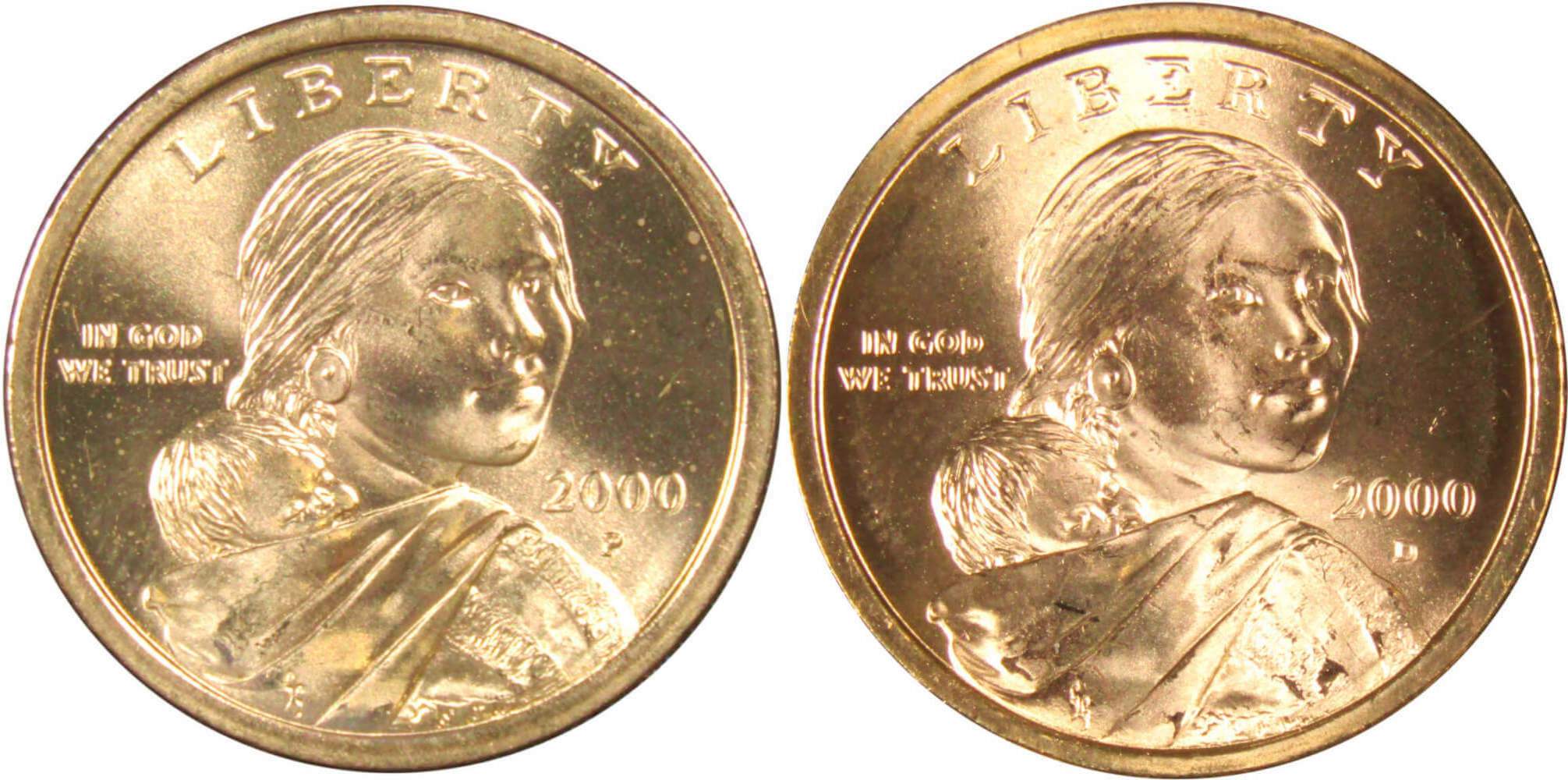 2002 P/&D Native American Indian One Dollar Coins Sacagawea US Mint Coin Money
