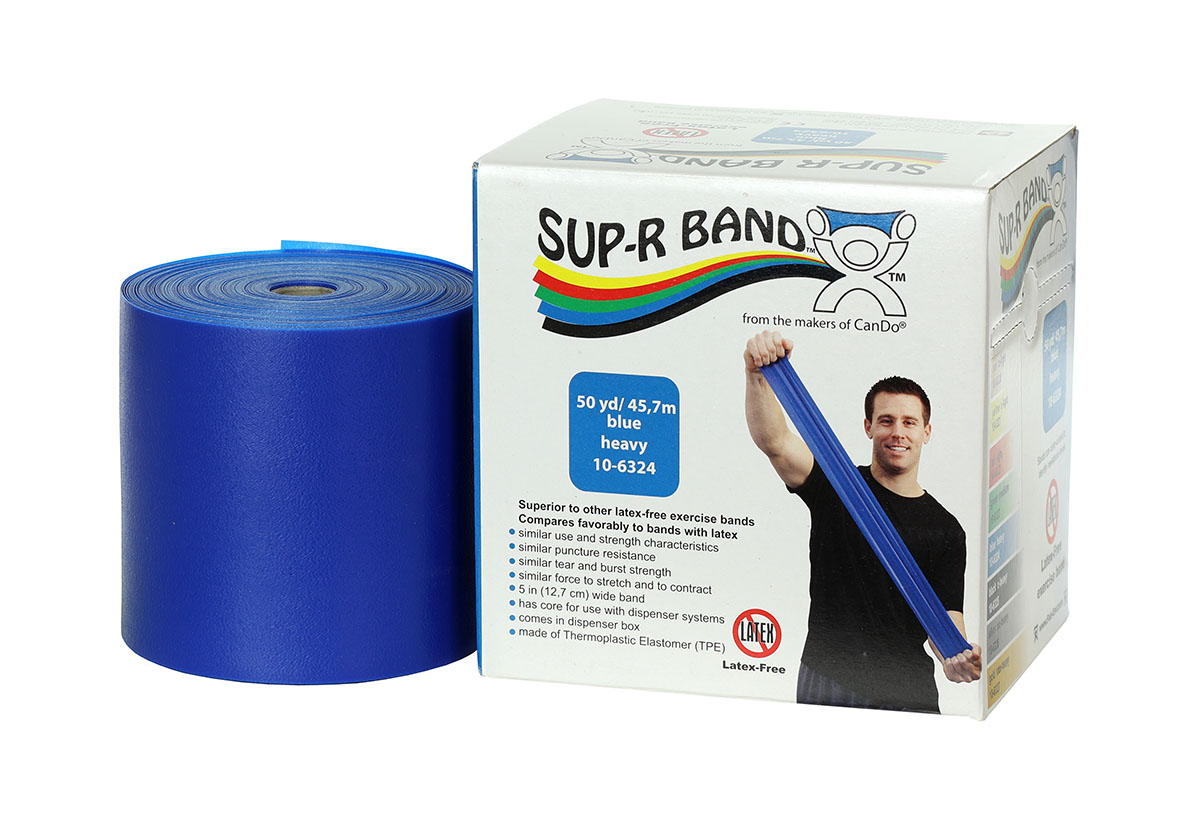 Sup-R Band Latex Free Exercise Band - 50 Yard Roll - Blue - Heavy