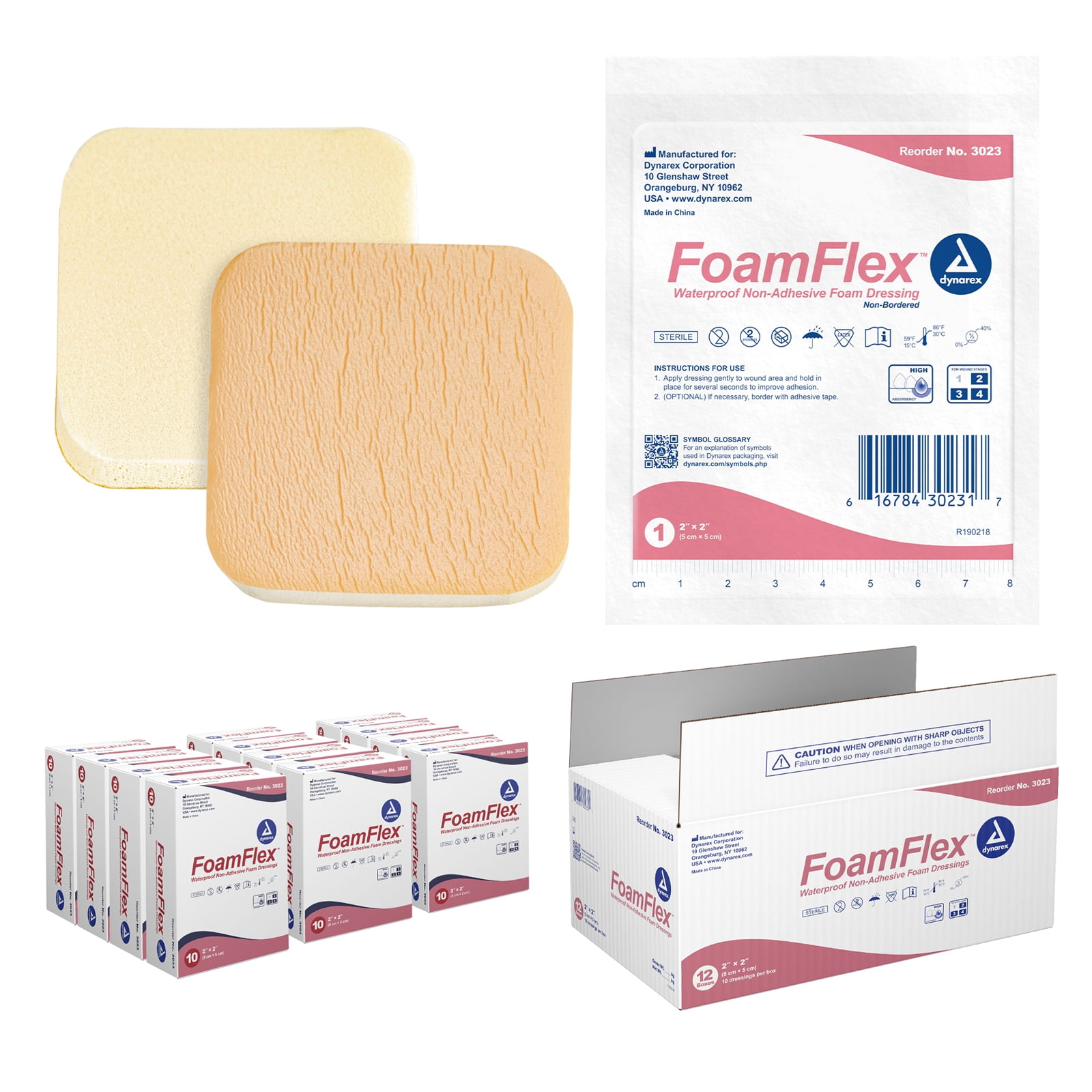 Dynarex FoamFlex Foam Dressings Non-Adhesive Waterproof Sterile 120/Case - Picture 7 of 24