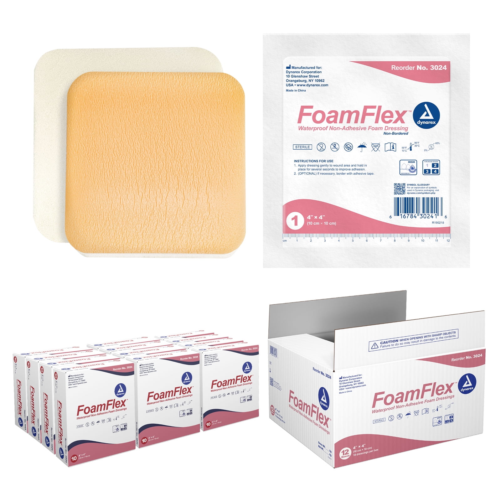 Dynarex FoamFlex Foam Dressings Non-Adhesive Waterproof Sterile 120/Case - Picture 13 of 24