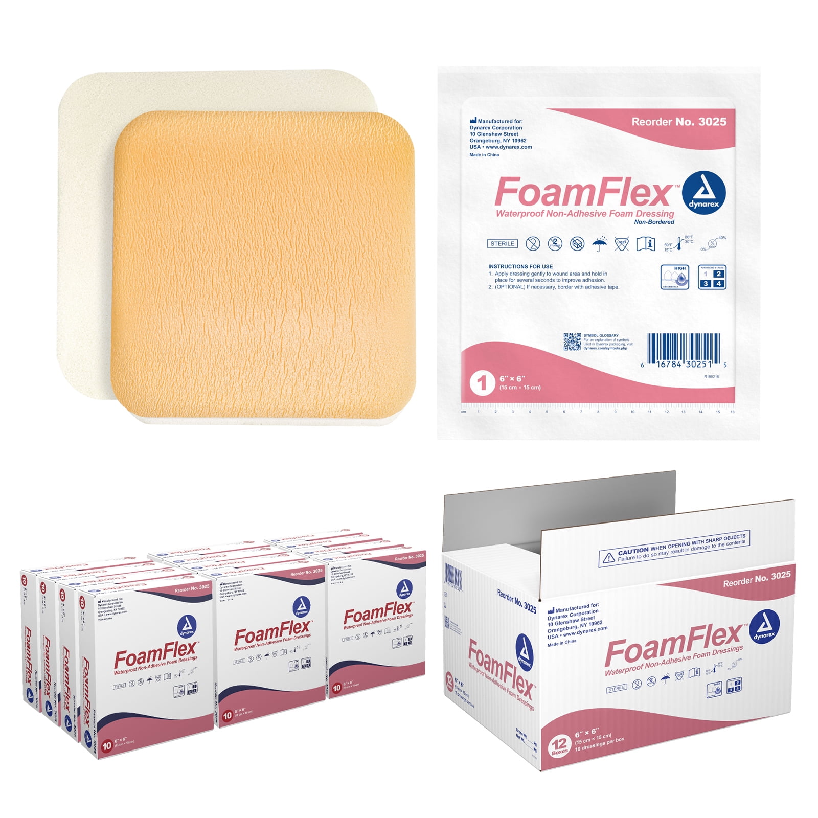 Dynarex FoamFlex Foam Dressings Non-Adhesive Waterproof Sterile 120/Case - Picture 18 of 24