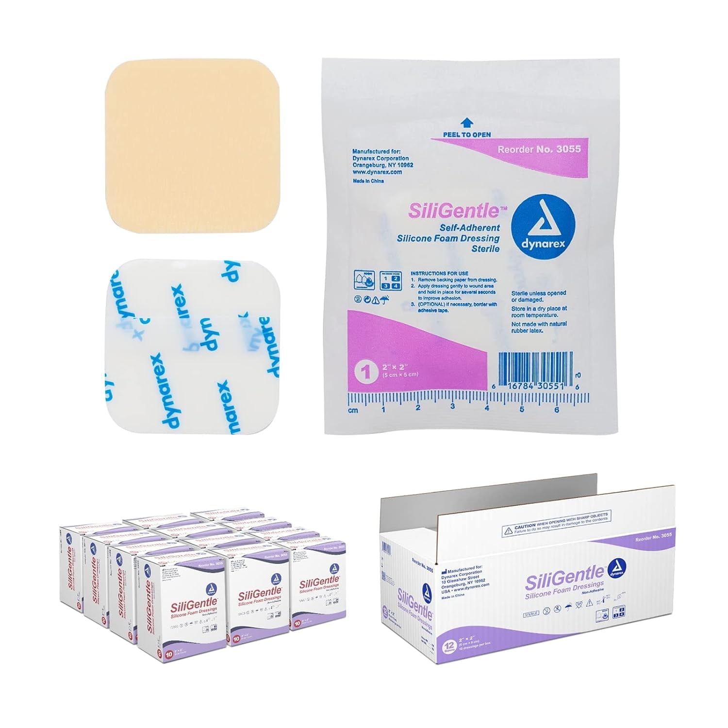 Dynarex SiliGentle Foam Dressings Non-Adhesive Silicone Waterproof Sterile 120Ct - Picture 8 of 21