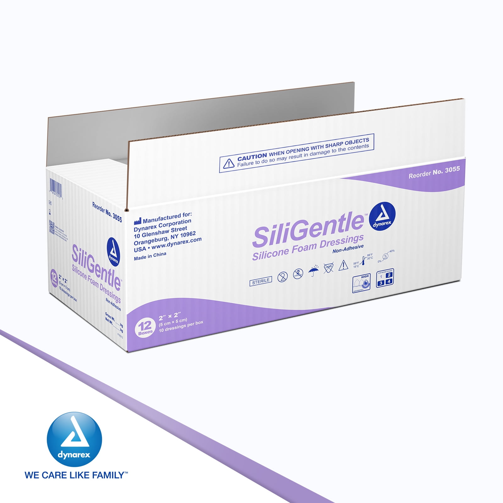 Dynarex SiliGentle Foam Dressings Non-Adhesive Silicone Waterproof Sterile 120Ct - Picture 14 of 21