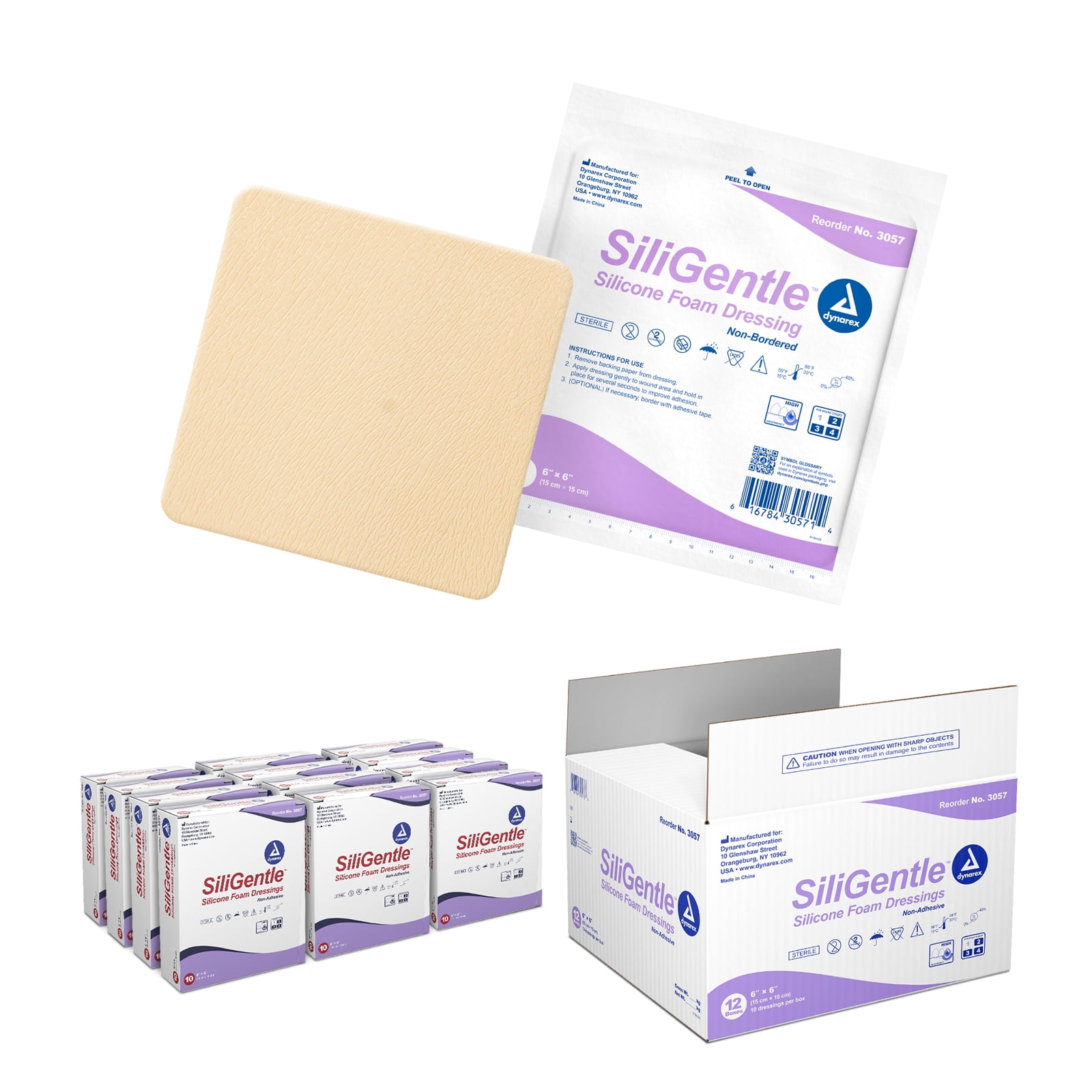 Dynarex SiliGentle Foam Dressings Non-Adhesive Silicone Waterproof Sterile 120Ct - Picture 15 of 21