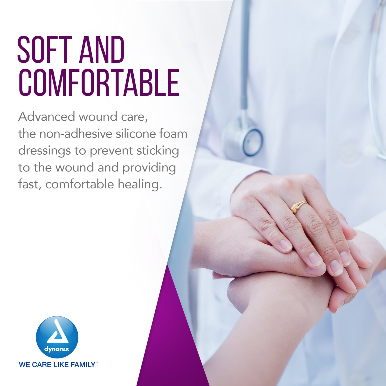Dynarex SiliGentle Foam Dressings Non-Adhesive Silicone Waterproof Sterile 120Ct - Picture 19 of 21