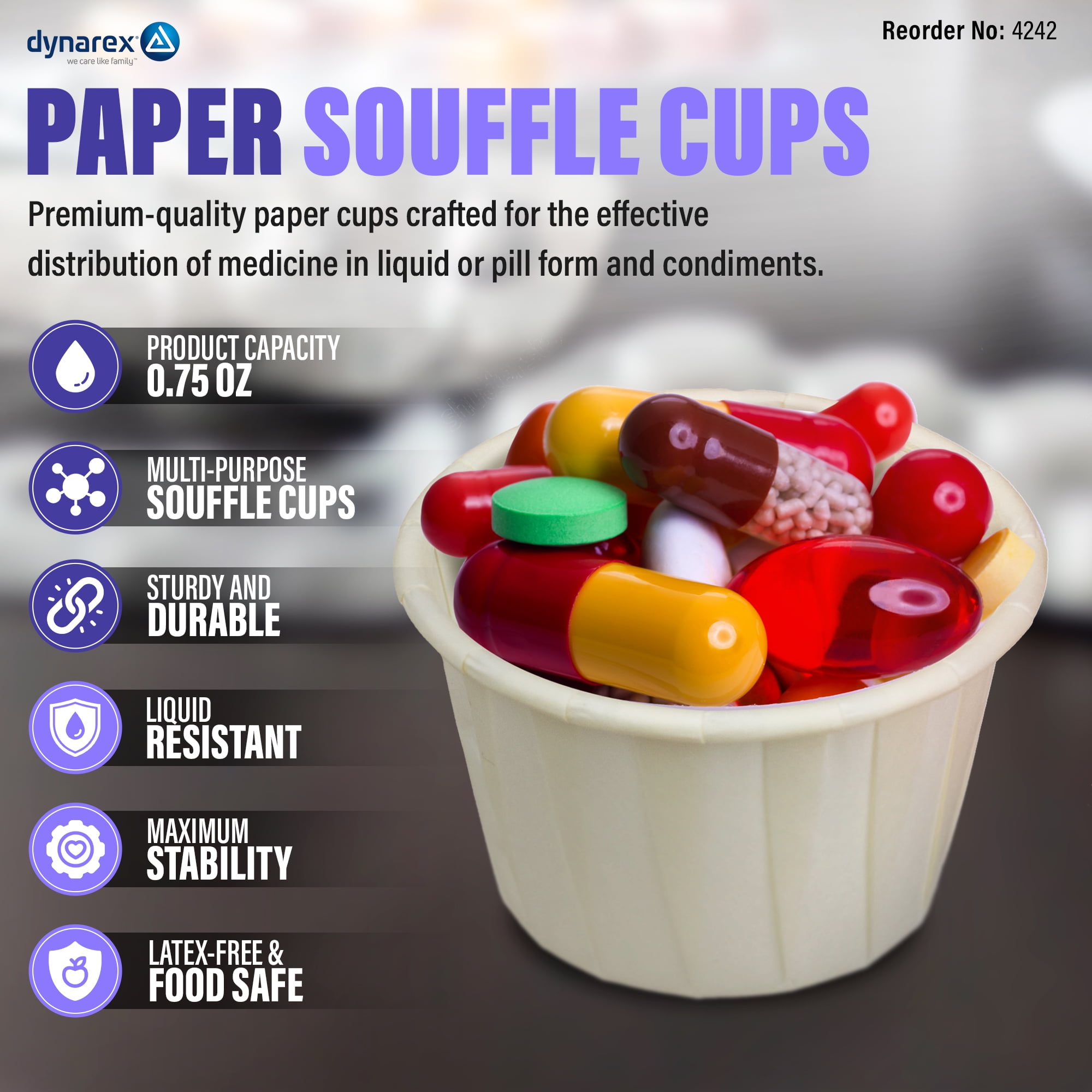 Dynarex Disposable Paper Souffle Cups 3.5–0.5 oz Food-Safe Paper Cups 5000/case - Picture 16 of 35