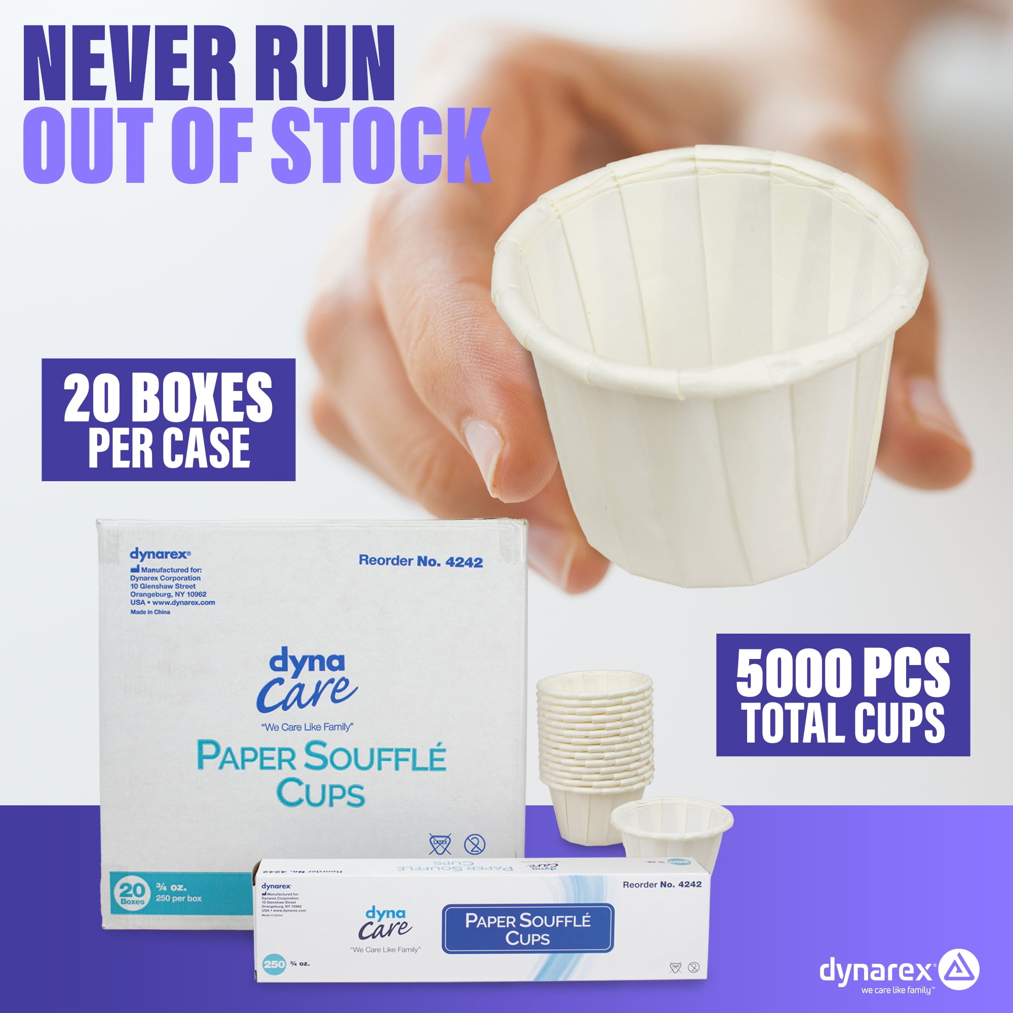 Dynarex Disposable Paper Souffle Cups 3.5–0.5 oz Food-Safe Paper Cups 5000/case - Picture 21 of 35