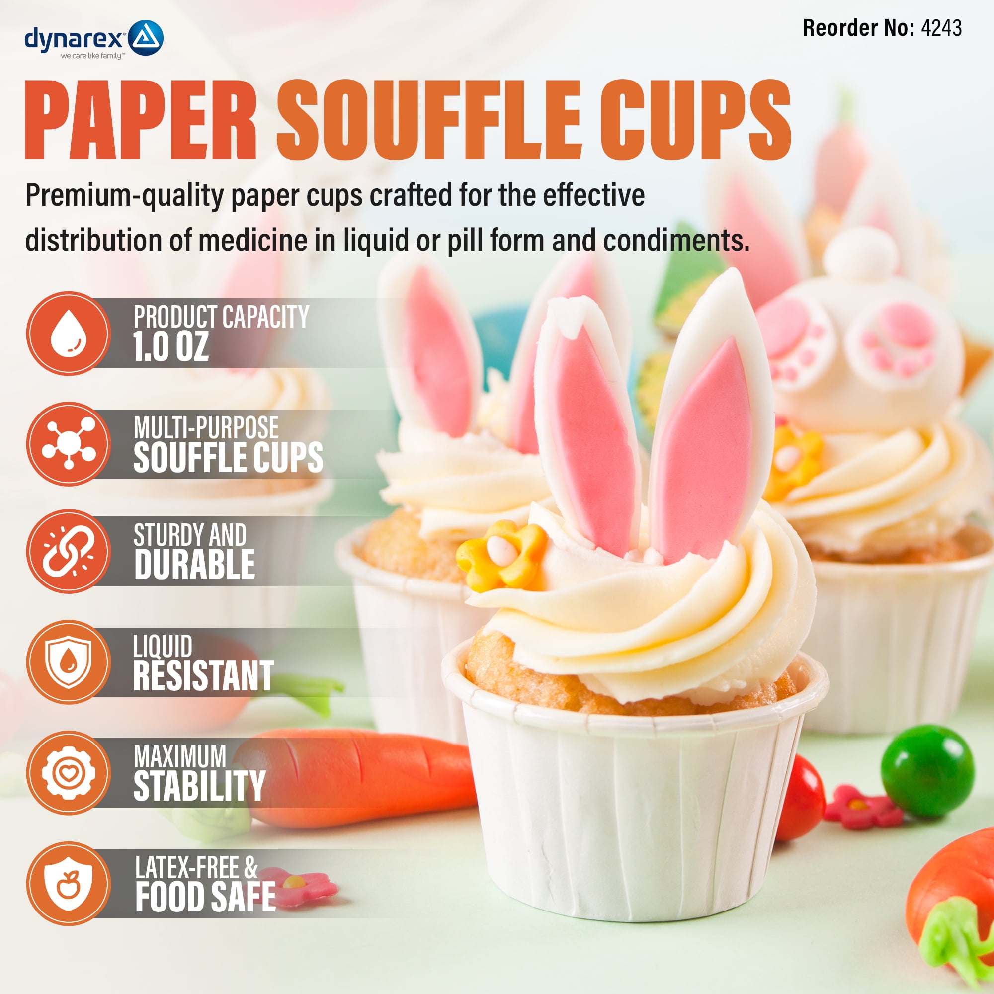 Dynarex Disposable Paper Souffle Cups 3.5–0.5 oz Food-Safe Paper Cups 5000/case - Picture 23 of 35