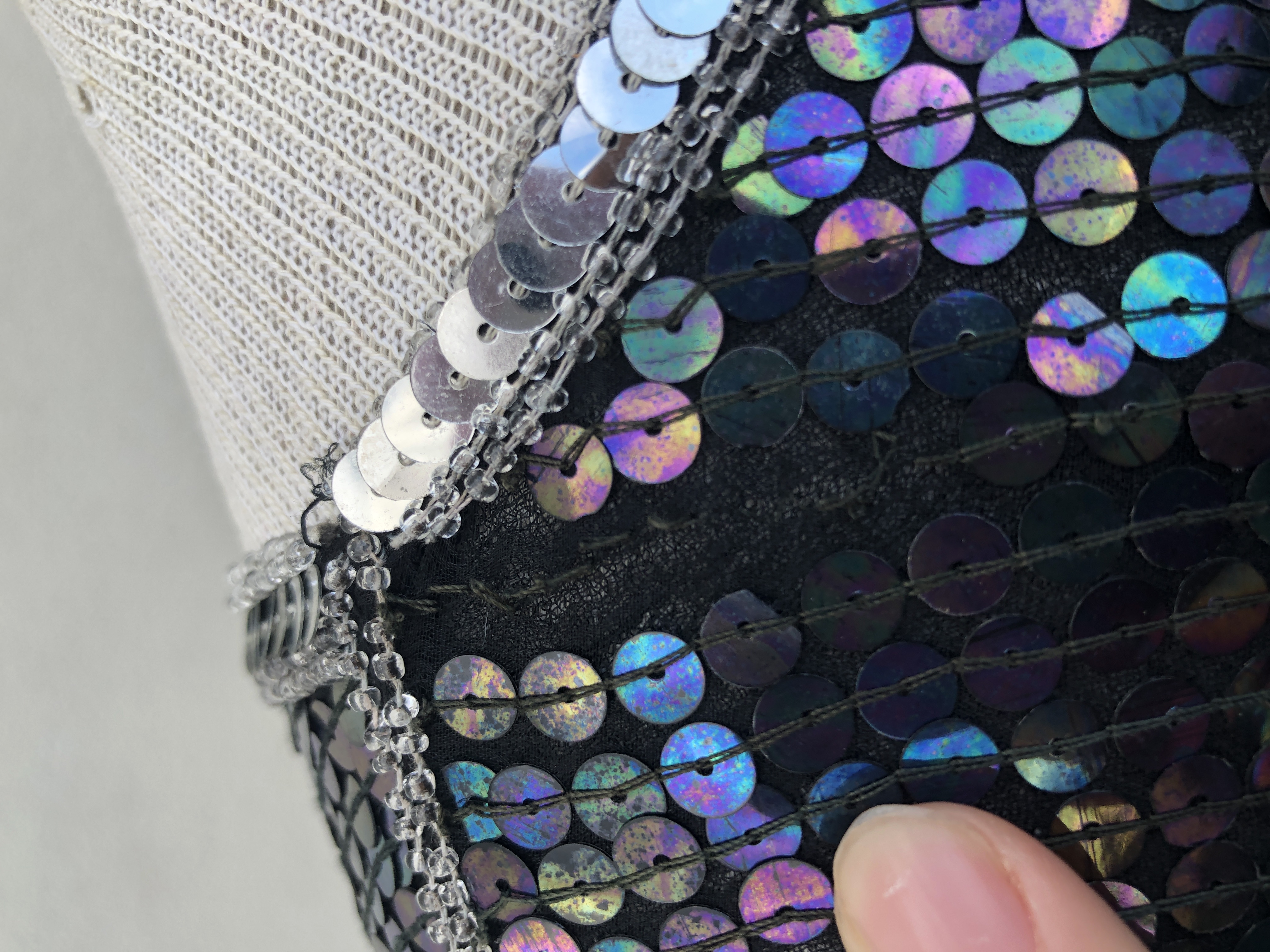 Vintage VTG 80s 1980s does 20s Silk Sequin Flapper Party Dress - Picture 8 of 9