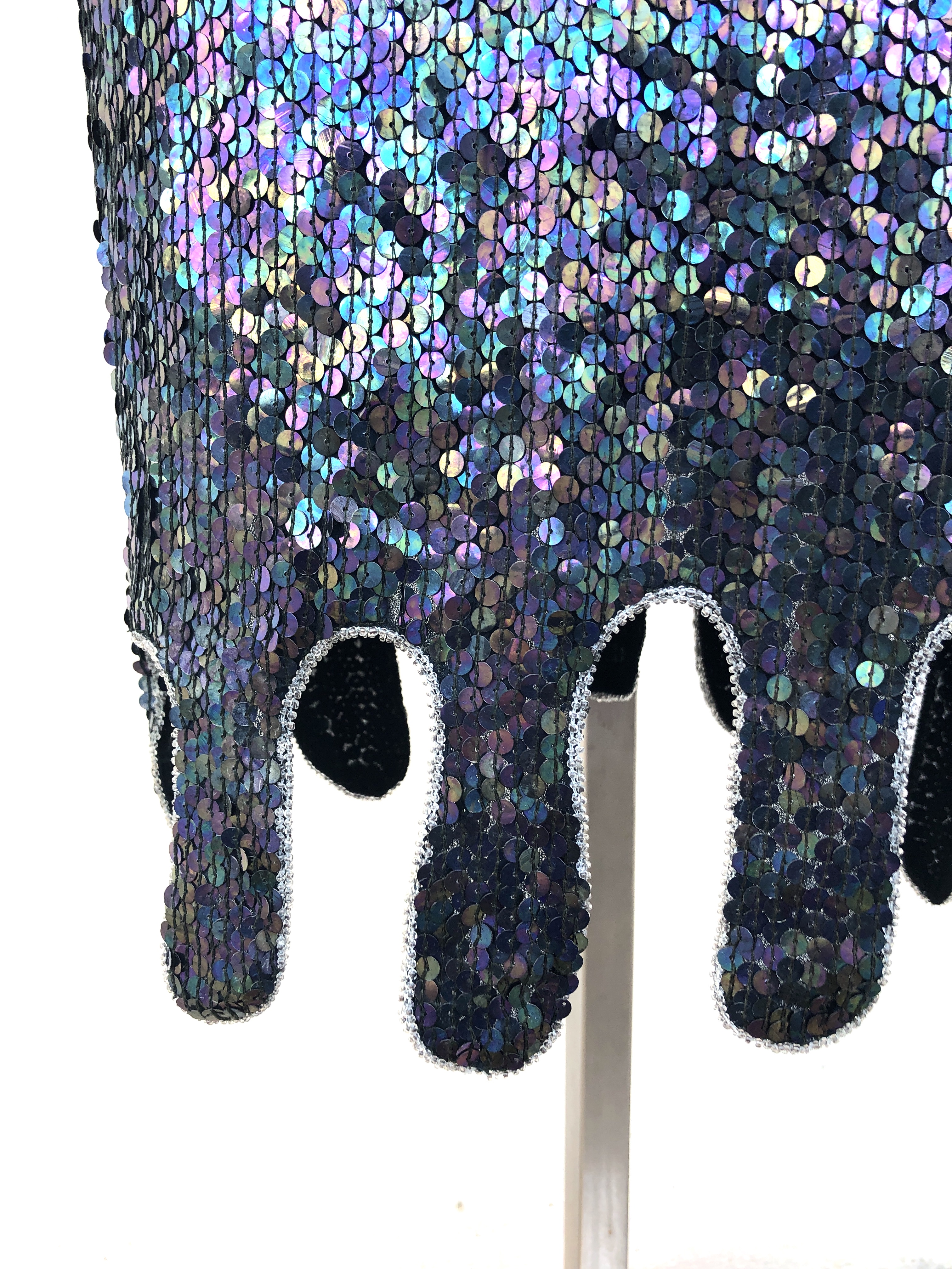 Vintage VTG 80s 1980s does 20s Silk Sequin Flapper Party Dress - Picture 4 of 9