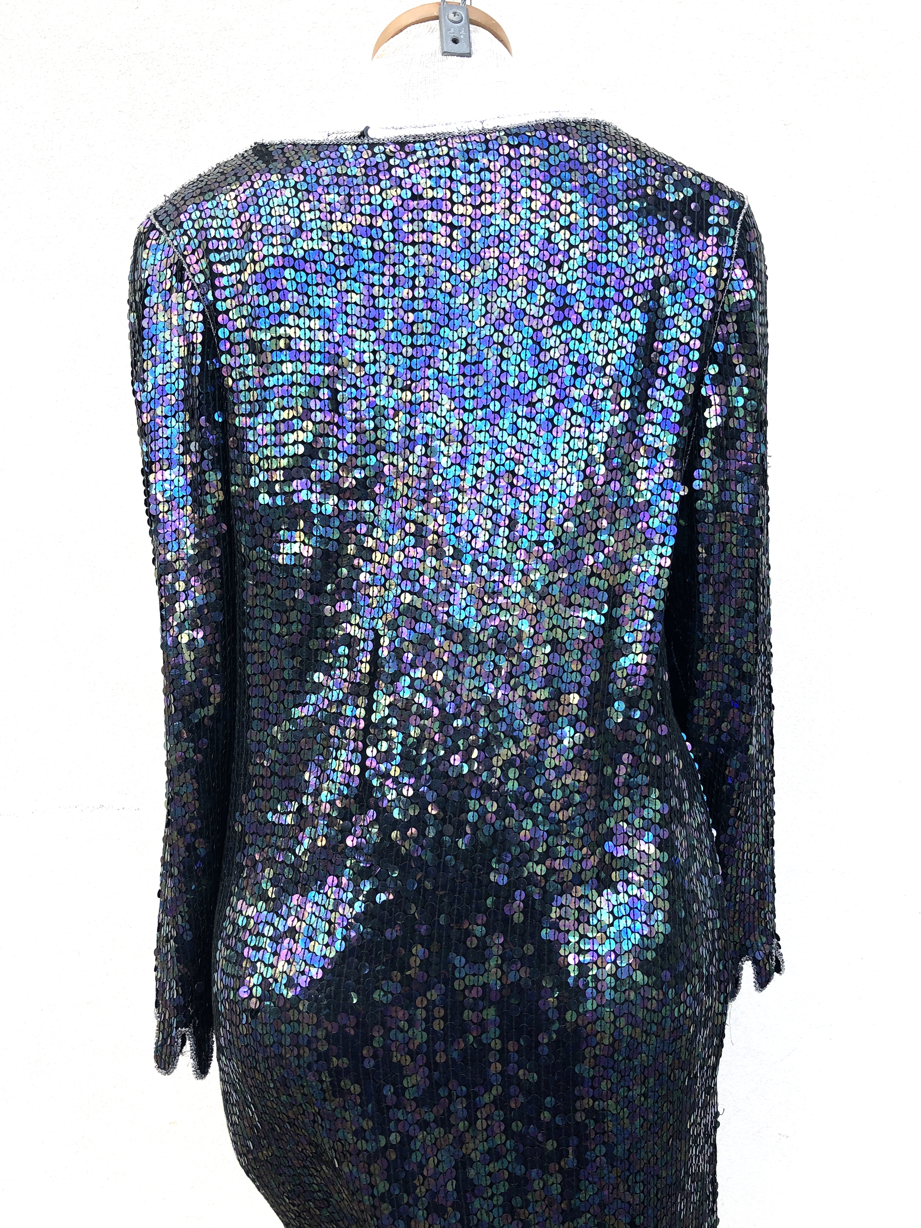 Vintage VTG 80s 1980s does 20s Silk Sequin Flapper Party Dress - Picture 5 of 9