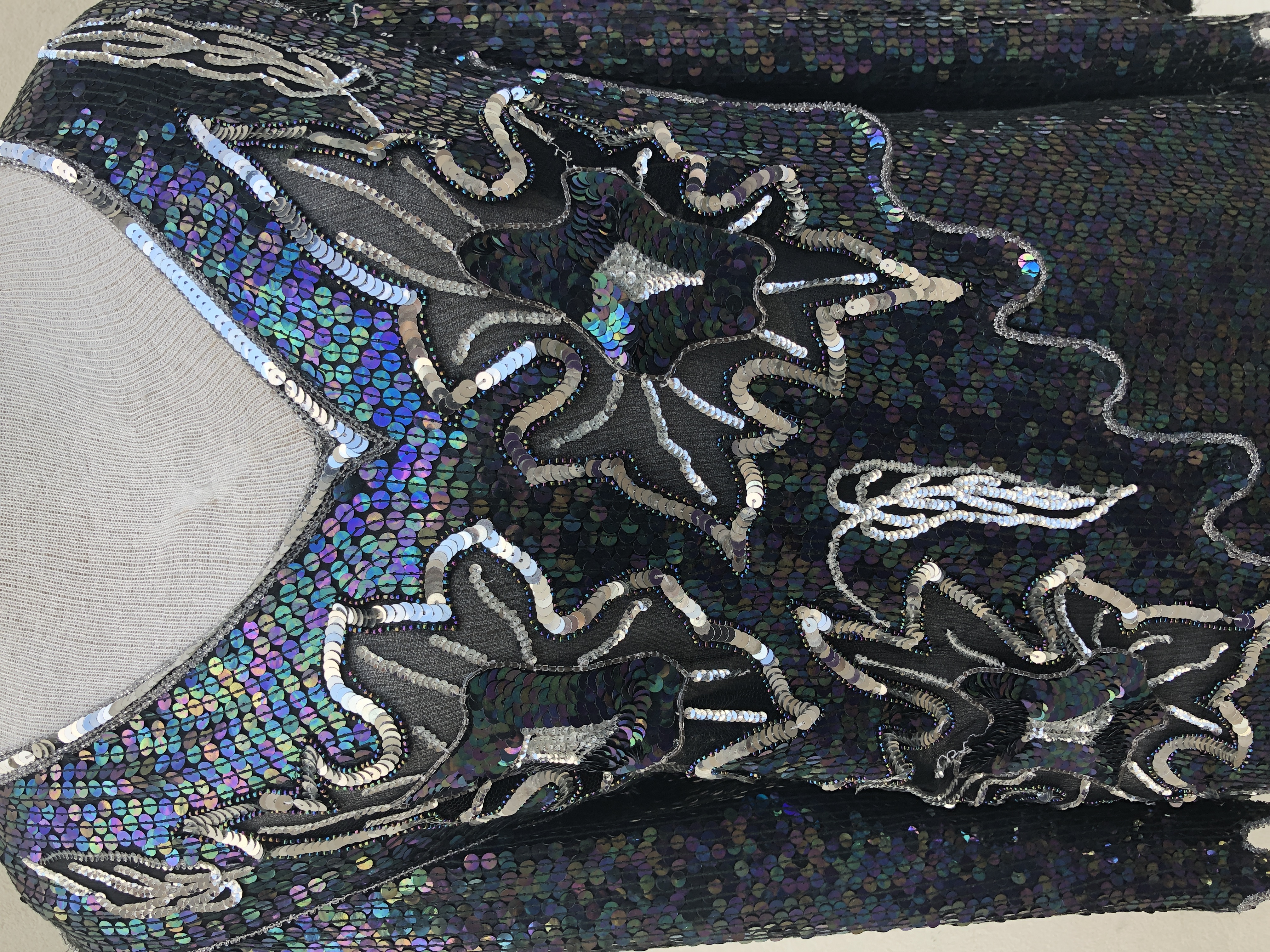 Vintage VTG 80s 1980s does 20s Silk Sequin Flapper Party Dress - Picture 6 of 9