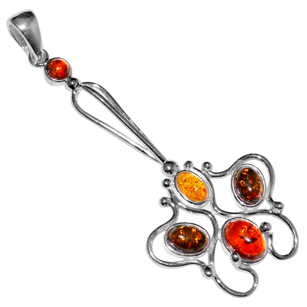 4.15g Authentic Baltic Amber 925 Sterling Silver Pendant Jewelry N-A1753
