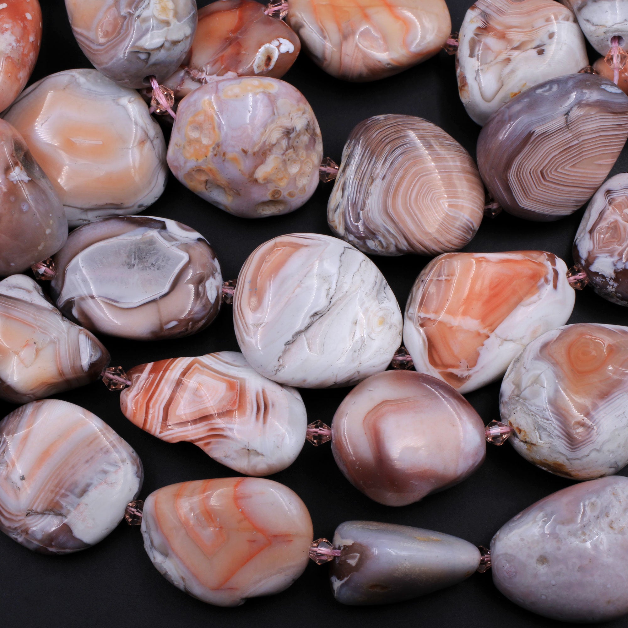 16 St Orange Botswana Agate Faceted Nugget Beads 22X9mm.Aprox.-Strand.40cm.