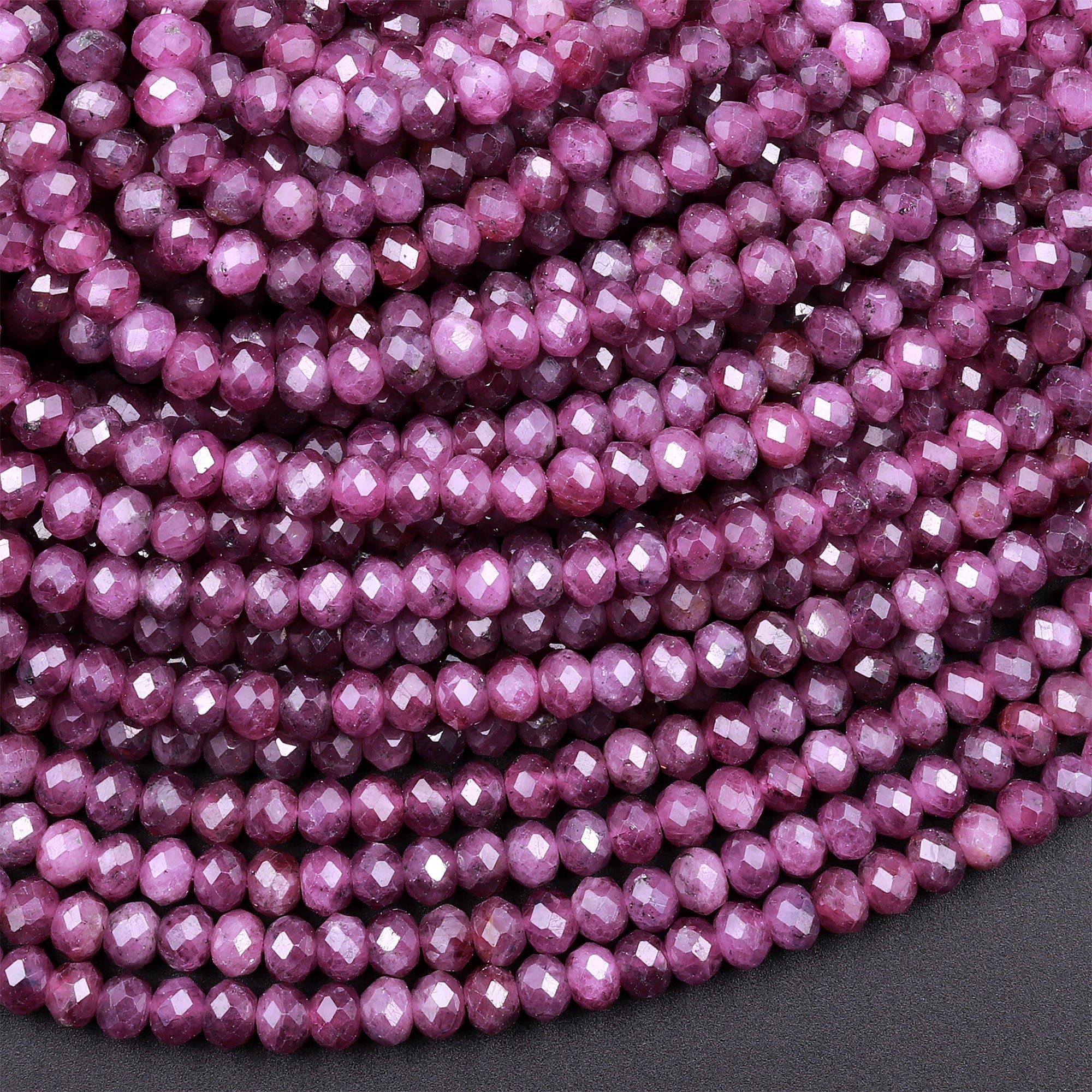AAA 2x4mm Natural Faceted Brazil Red Ruby Gemstone Rondelle Loose Beads 15" AAA 2x4mm Natural Faceted Brazil Red Ruby Gemstone Rondelle Loose Beads 15"