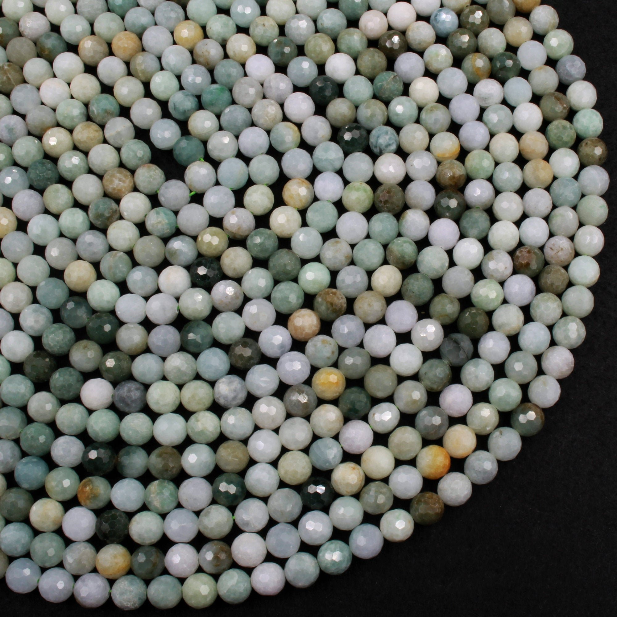 Natural Green Burmese Jade Burma Jade 8mm Faceted Round ...