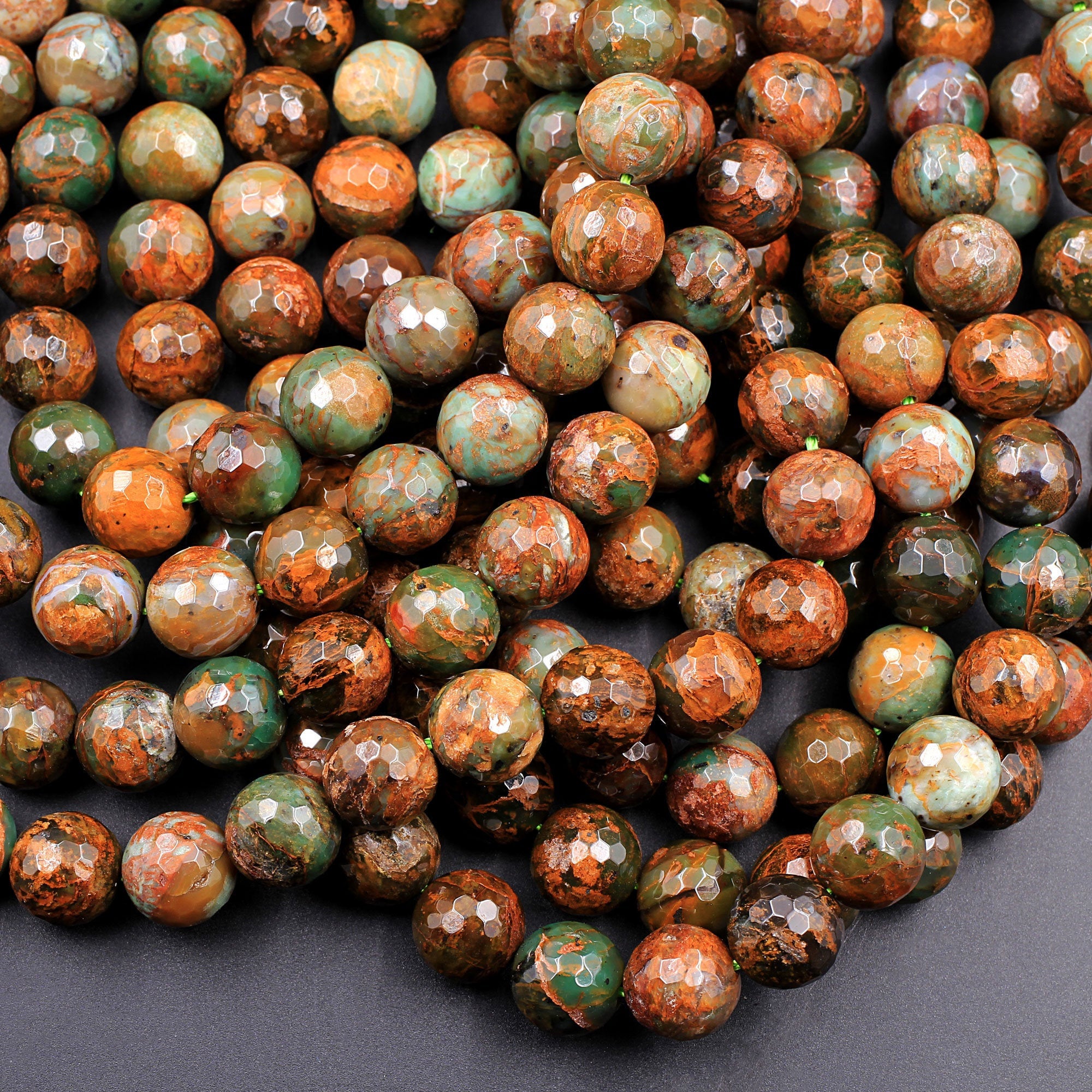 Orangegreen African rondelle beaded necklace