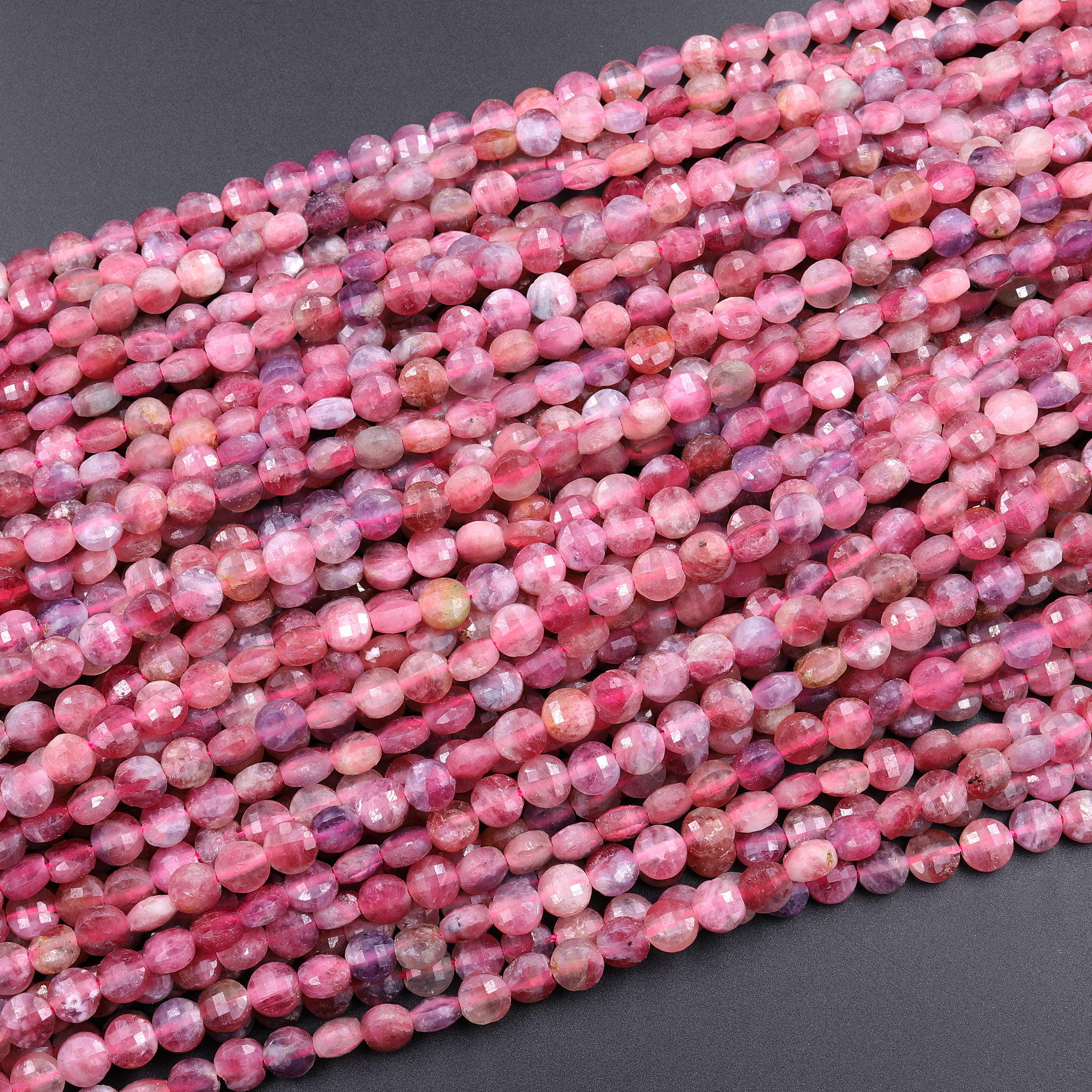 tourmaline necklace 3mm-4mm tourmaline loose gemstone 5 strand AA Multi tourmaline faceted rondelle beads 13.5inch strand