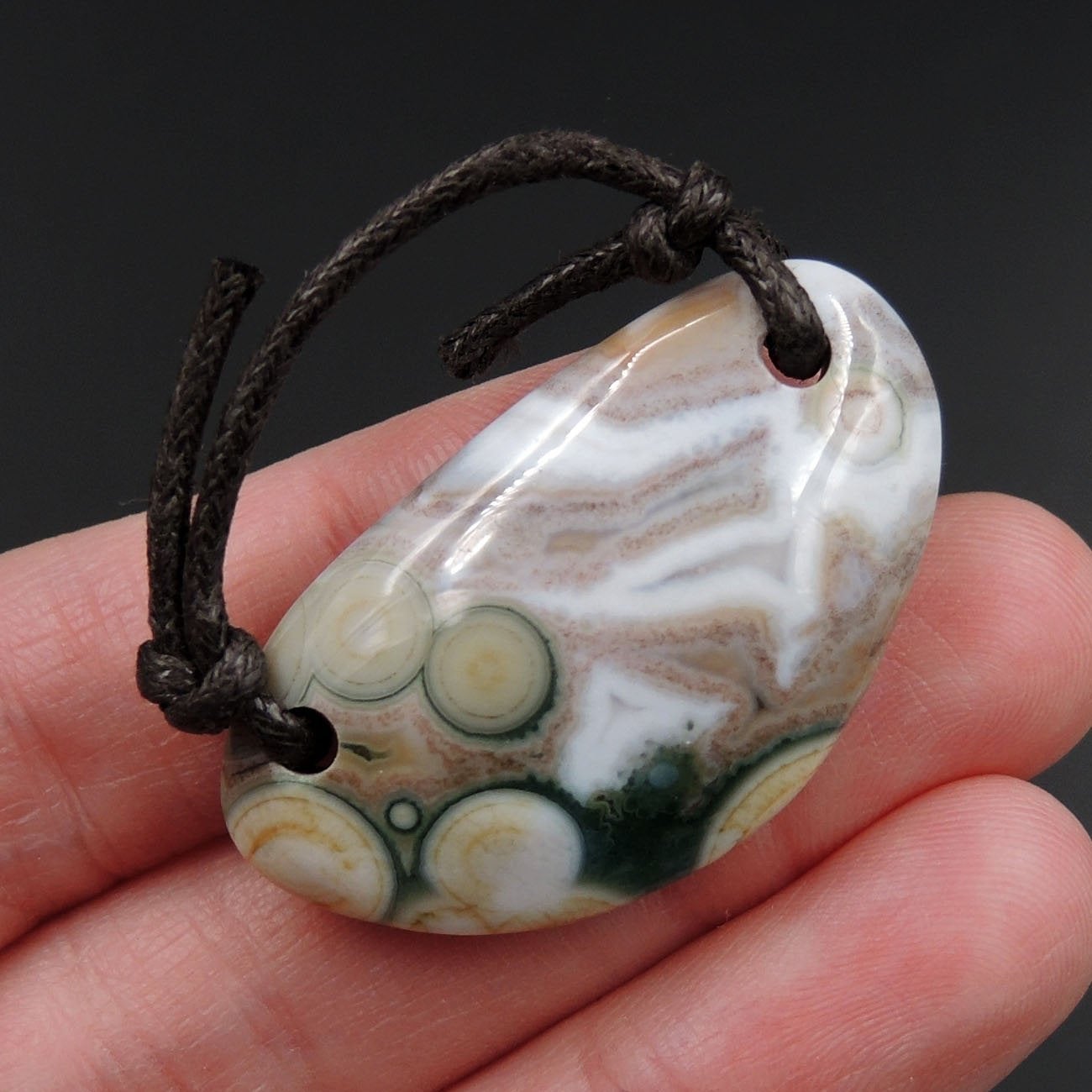 Ocean Jasper Pendant Natural Ocean Jasper Pendant Yellow Orange White Grey Green Drilled Two Hole Pendant P1274