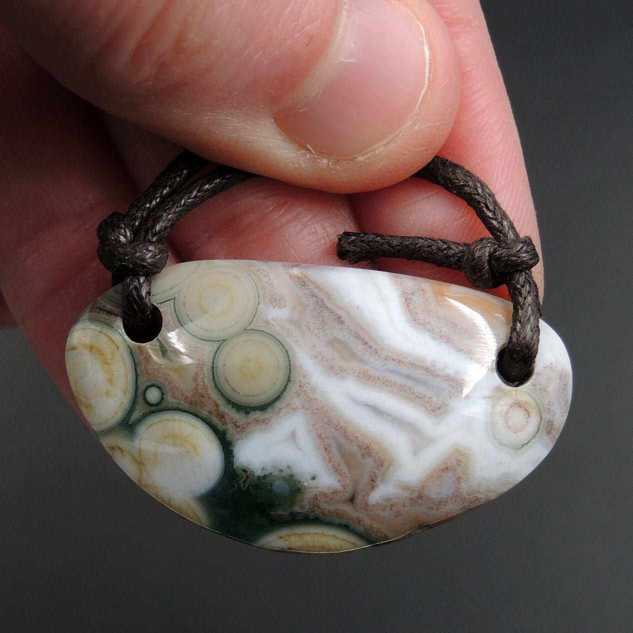 Ocean Jasper Pendant Natural Ocean Jasper Pendant Yellow Orange White Grey Green Drilled Two Hole Pendant P1274