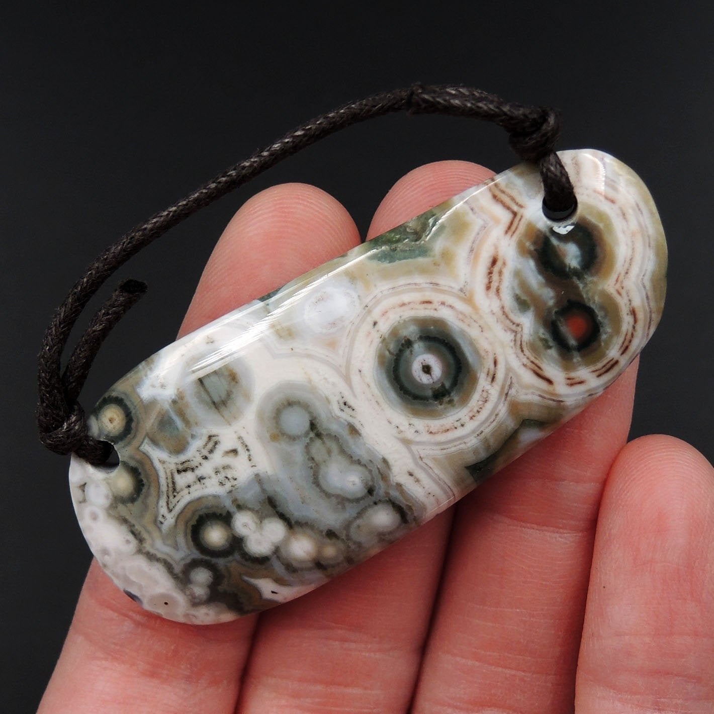 Ocean Jasper Pendant Natural Ocean Jasper Pendant Yellow Orange White Grey Green Drilled Two Hole Pendant P1274